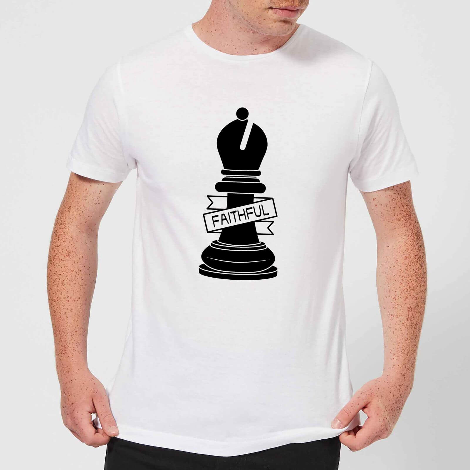 Bishop Chess Piece Faithful Men's T-Shirt - White - S - White