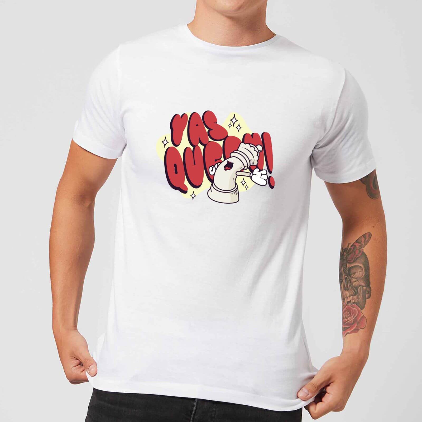 Yas Queen! Cartoon Men's T-Shirt - White - S - White
