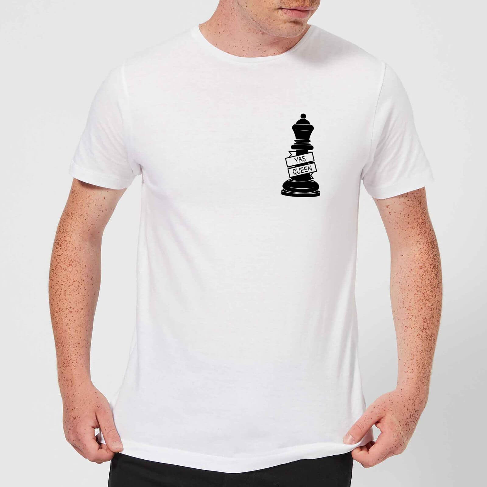 Queen Chess Piece Yas Queen Pocket Print Men's T-Shirt - White - S - White