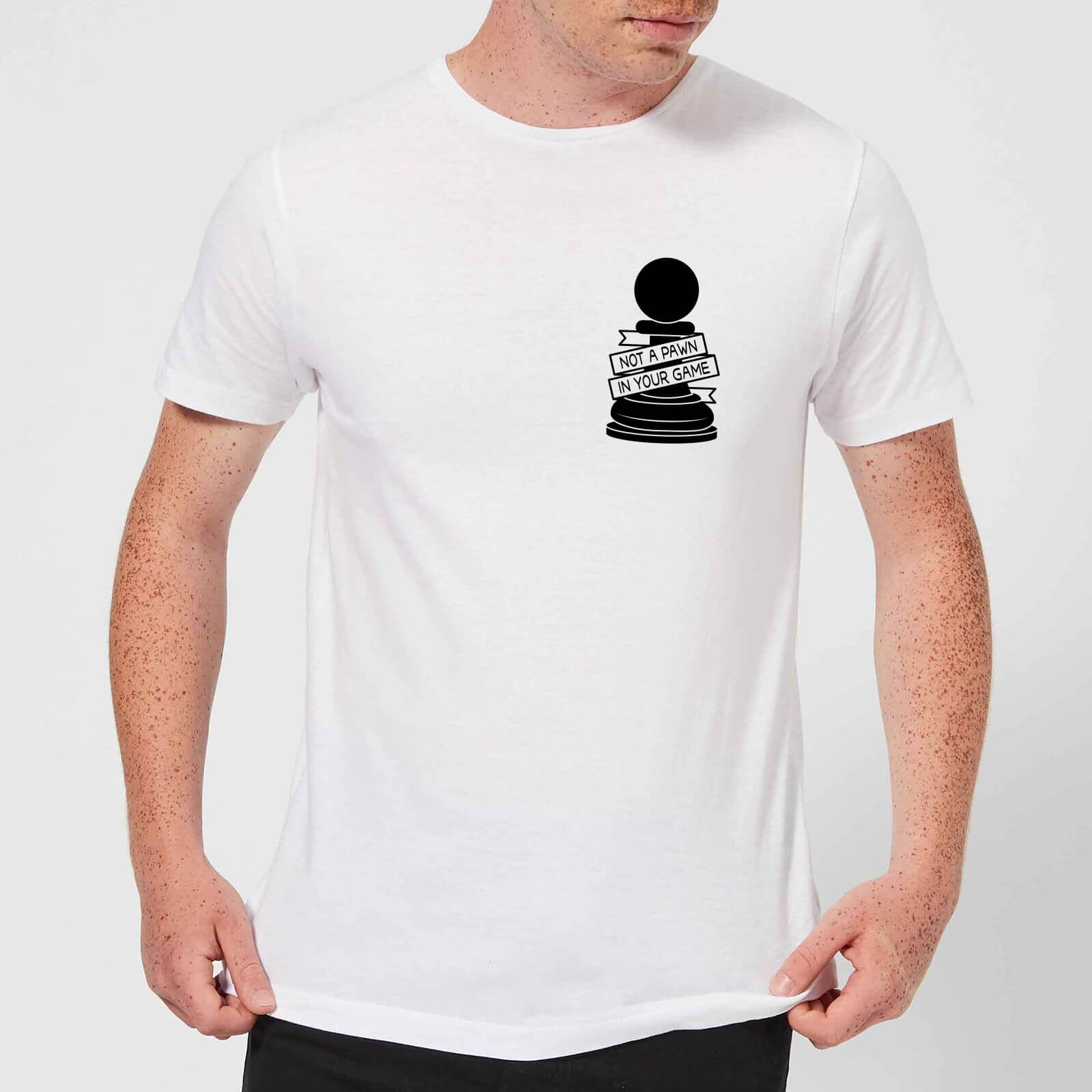 Pawn Chess Piece Pocket Print Men's T-Shirt - White - S - White