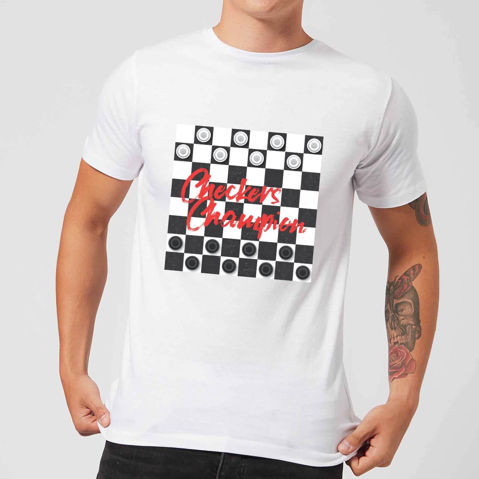 Checkers Board Champion Men's T-Shirt - White - XL - White