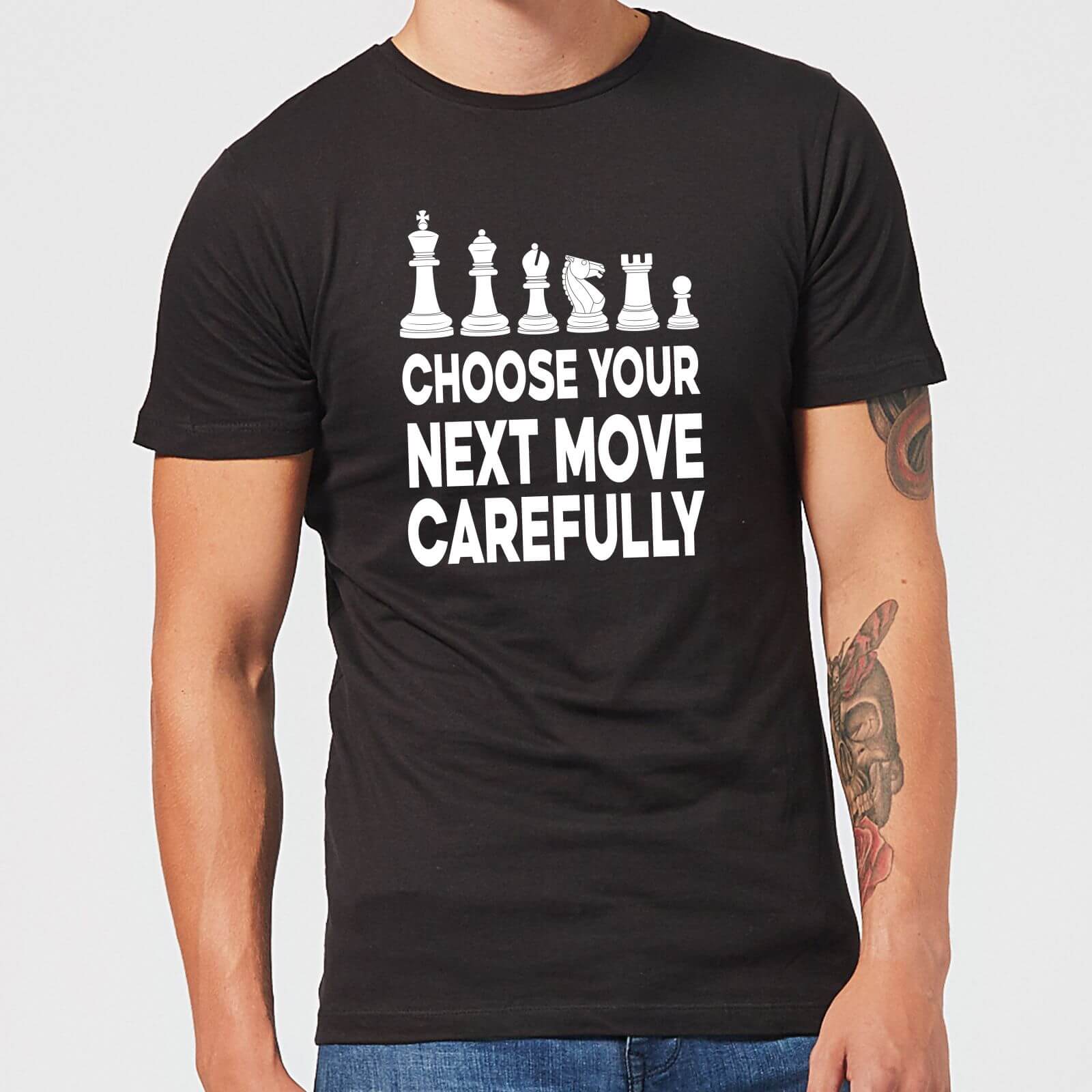 Choose Your Next Move Carefully Monochrome Men's T-Shirt - Black - S - Black