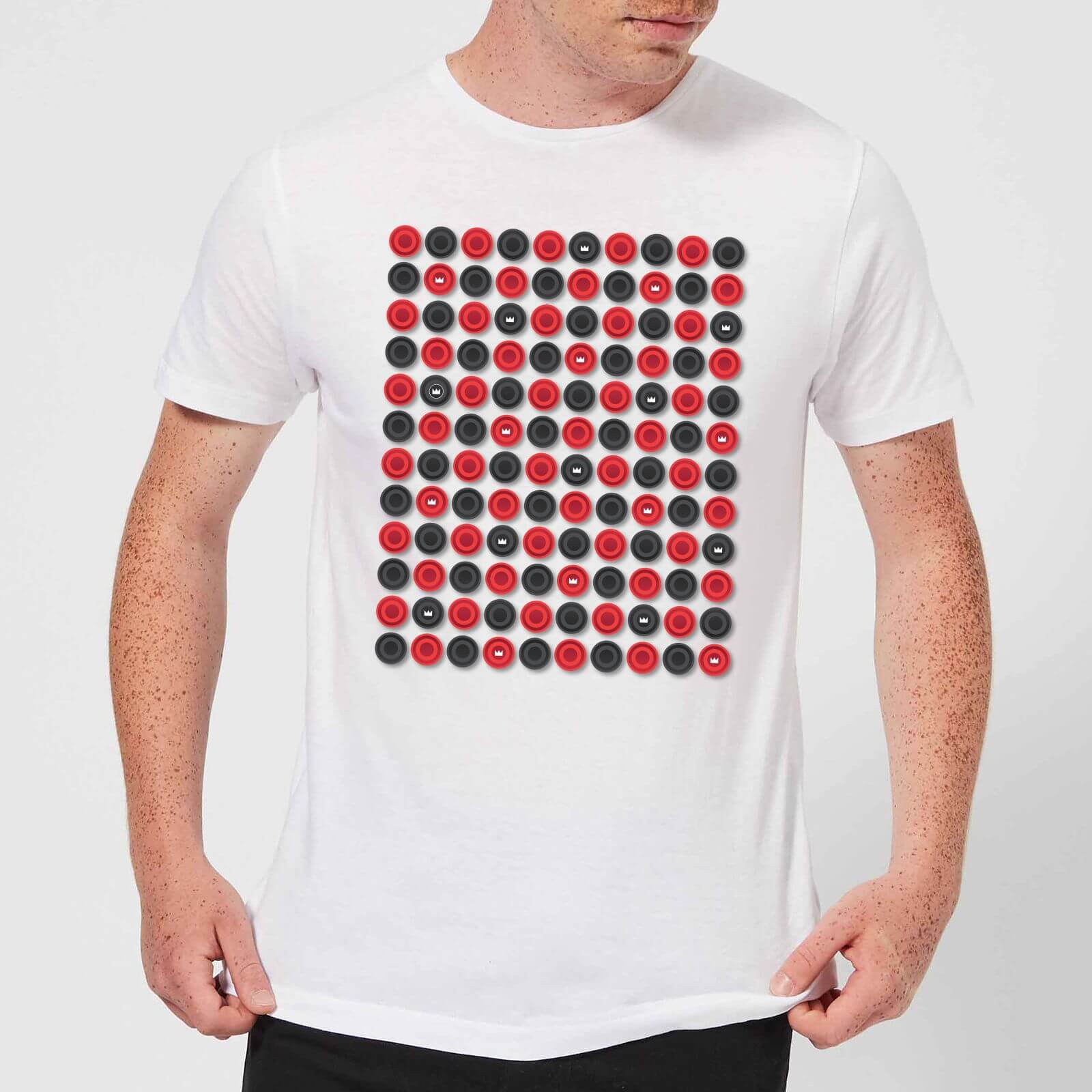 Checkers Pattern Men's T-Shirt - White - S - White
