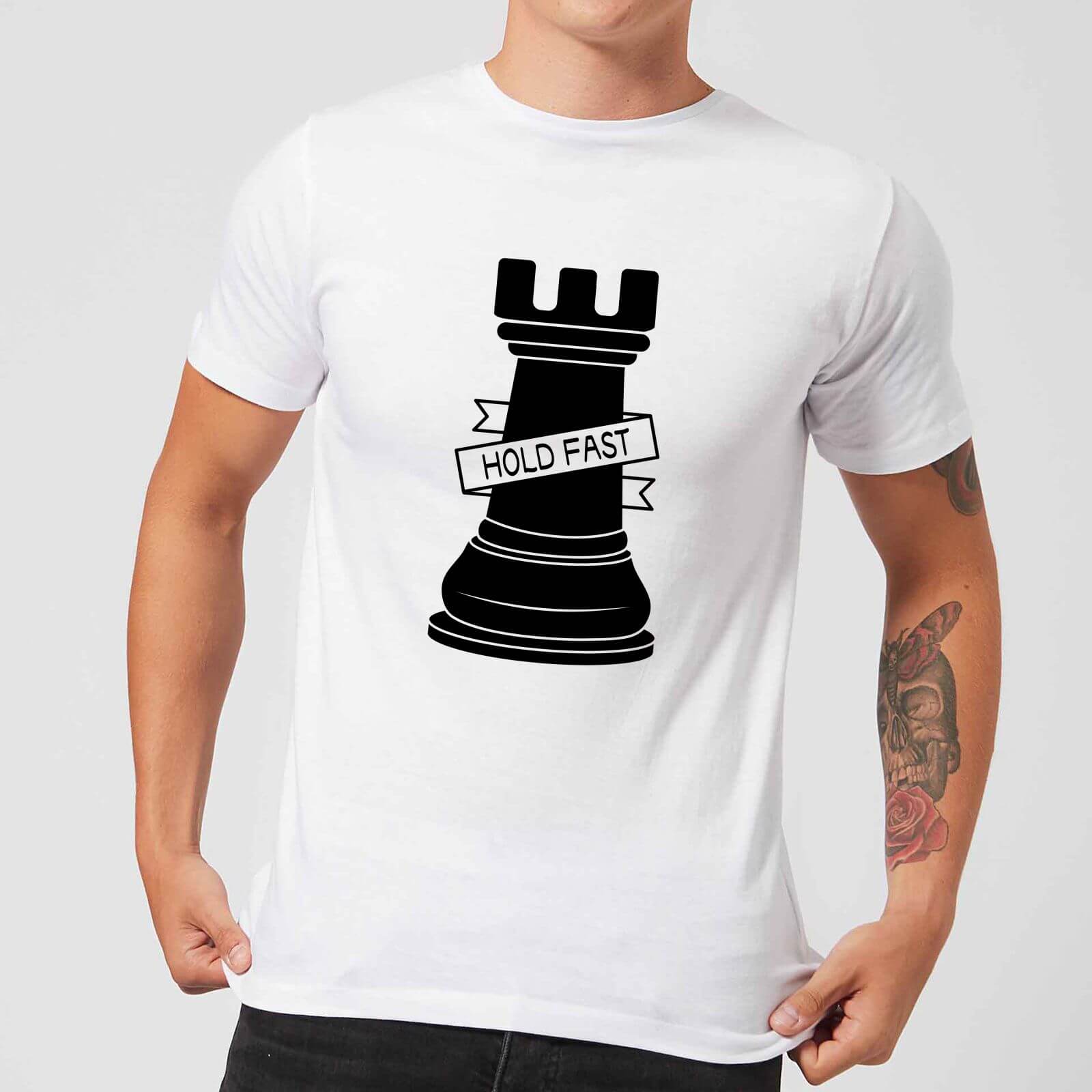 Rook Chess Piece Hold Fast Men's T-Shirt - White - S
