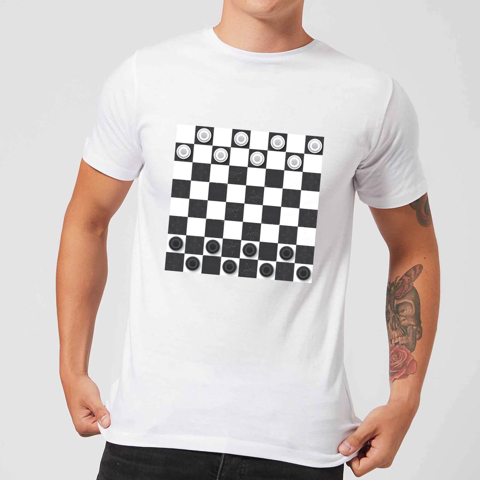 Playing Checkers Board Men's T-Shirt - White - S - White