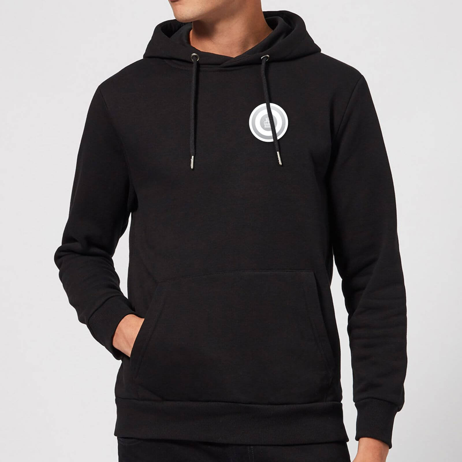 White Checker Pocket Print Hoodie - Black - L - Black