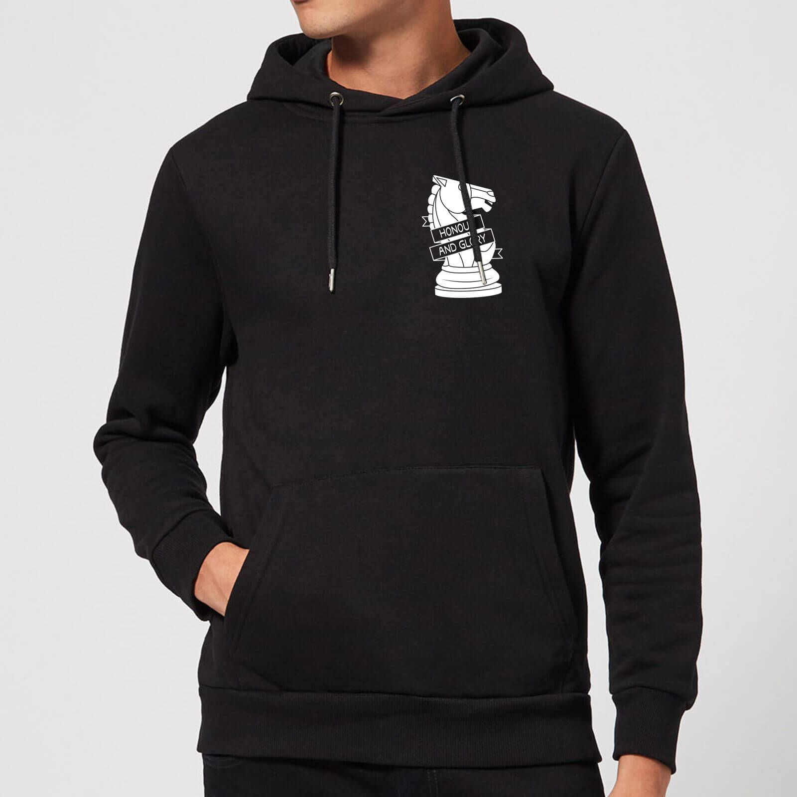 Honour And Glory Pocket Print Hoodie - Black - S - Black