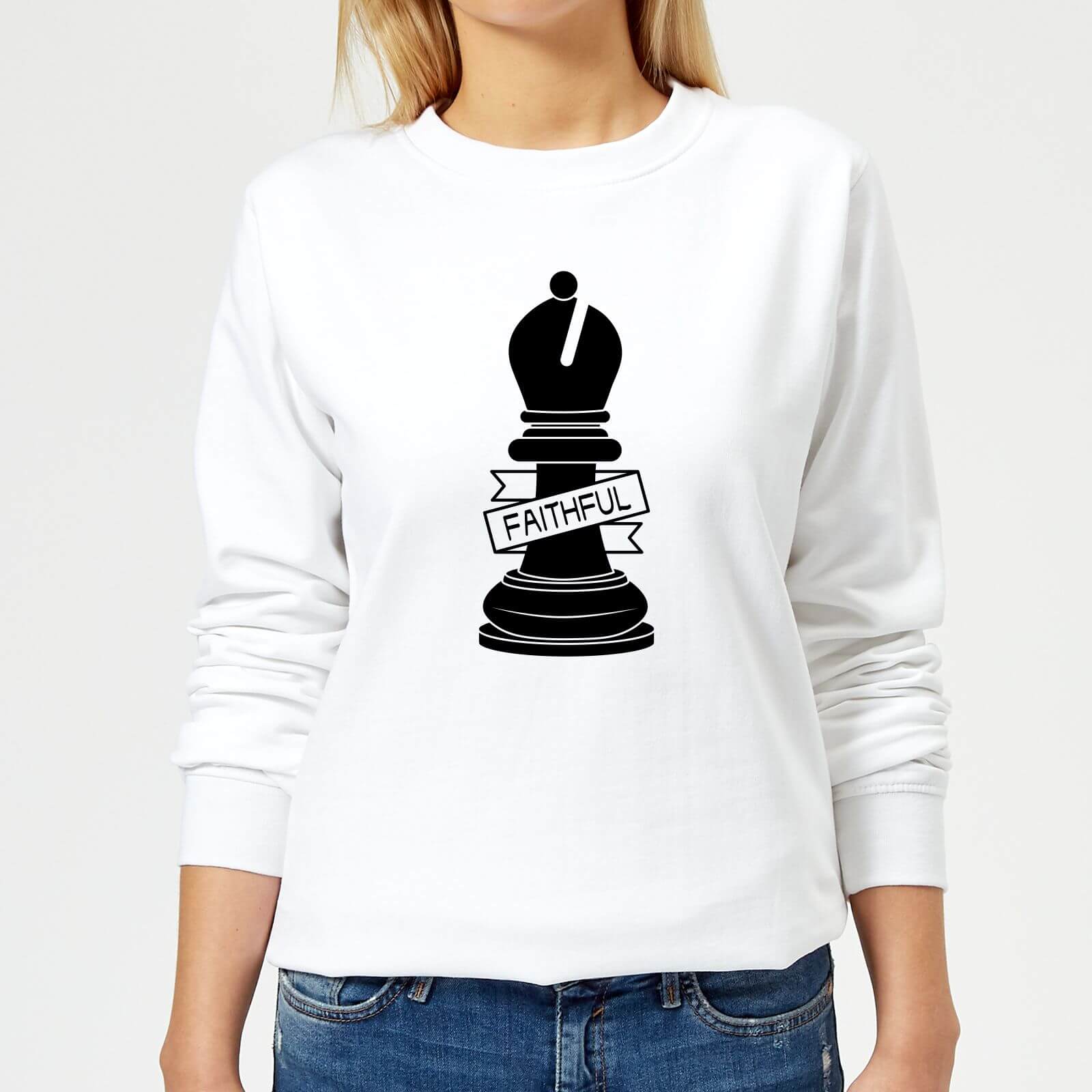 Bishop Chess Piece Faithful Women's Sweatshirt - White - XS - White