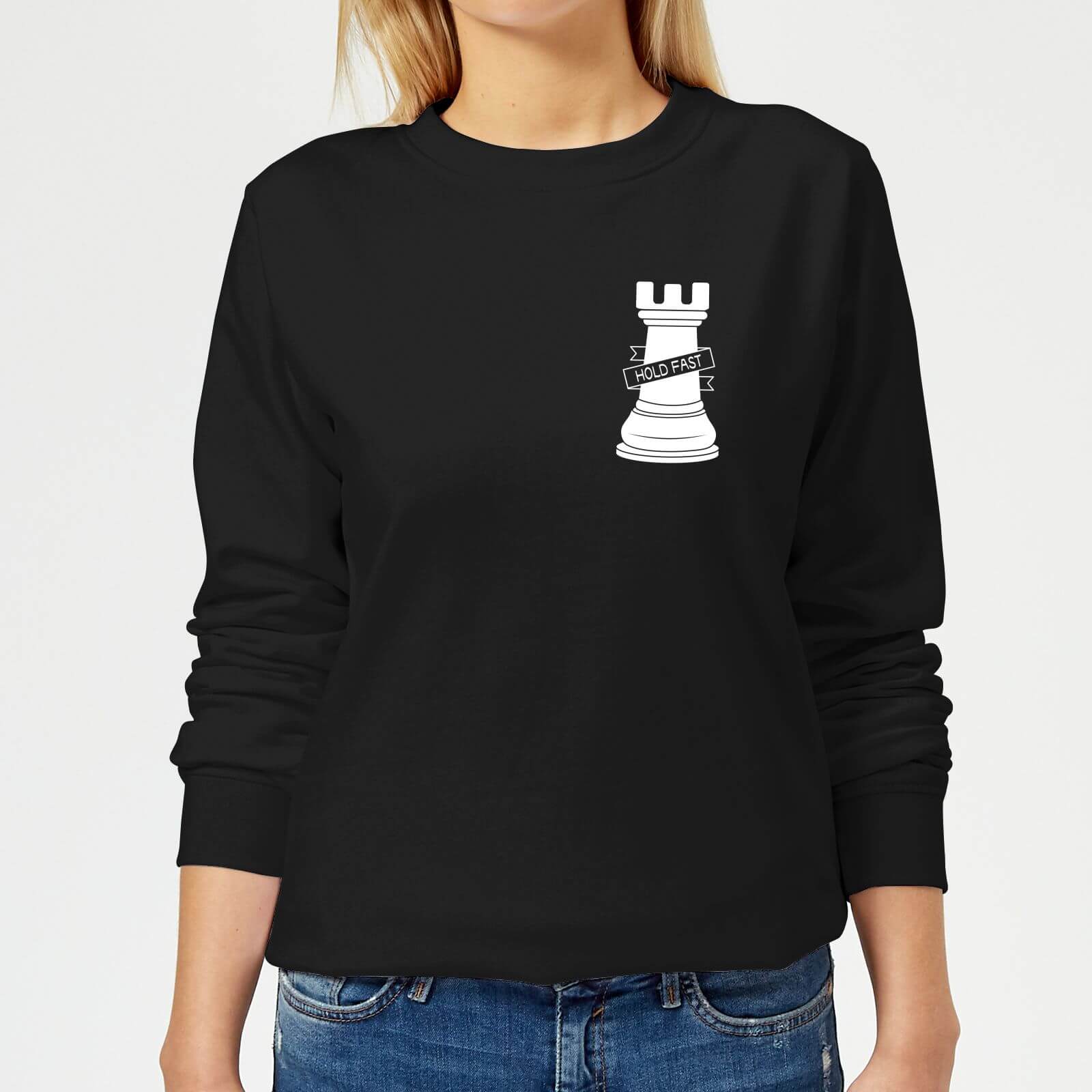 Hold Fast Pocket Print Women's Sweatshirt - Black - XS - Black