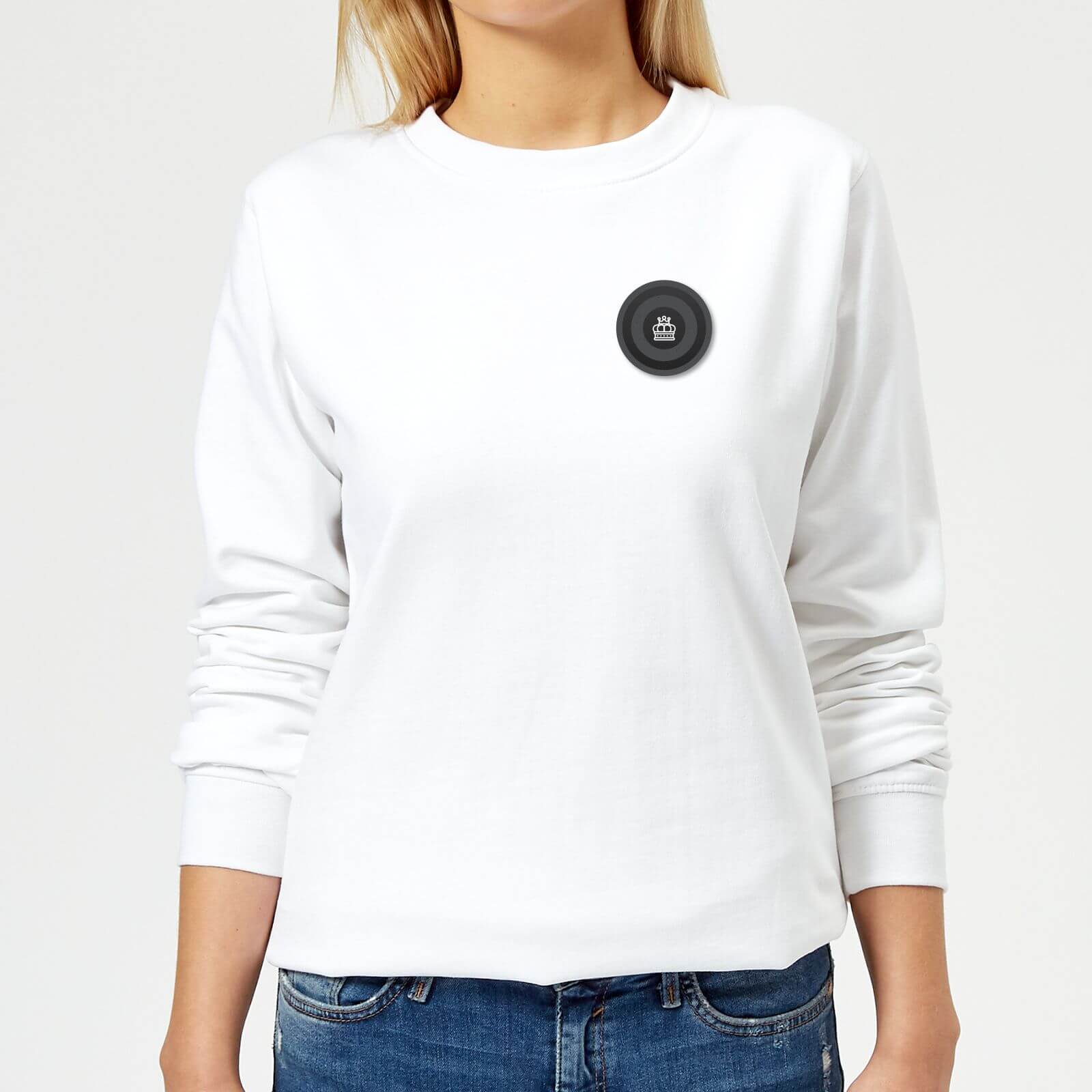 Black Checker Pocket Print Women's Sweatshirt - White - XS - White