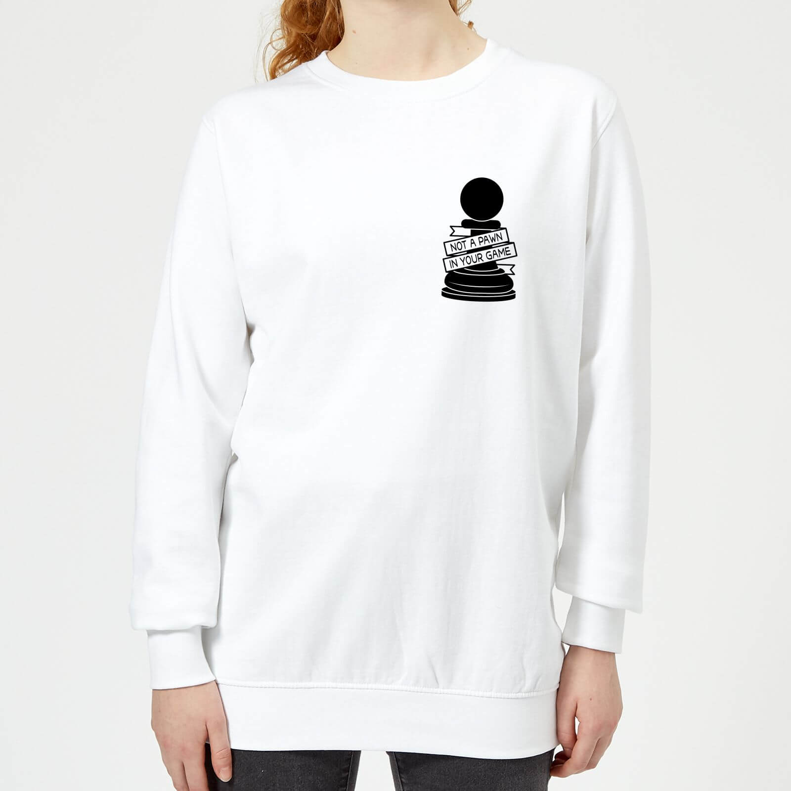Pawn Chess Piece Pocket Print Women's Sweatshirt - White - XS - White