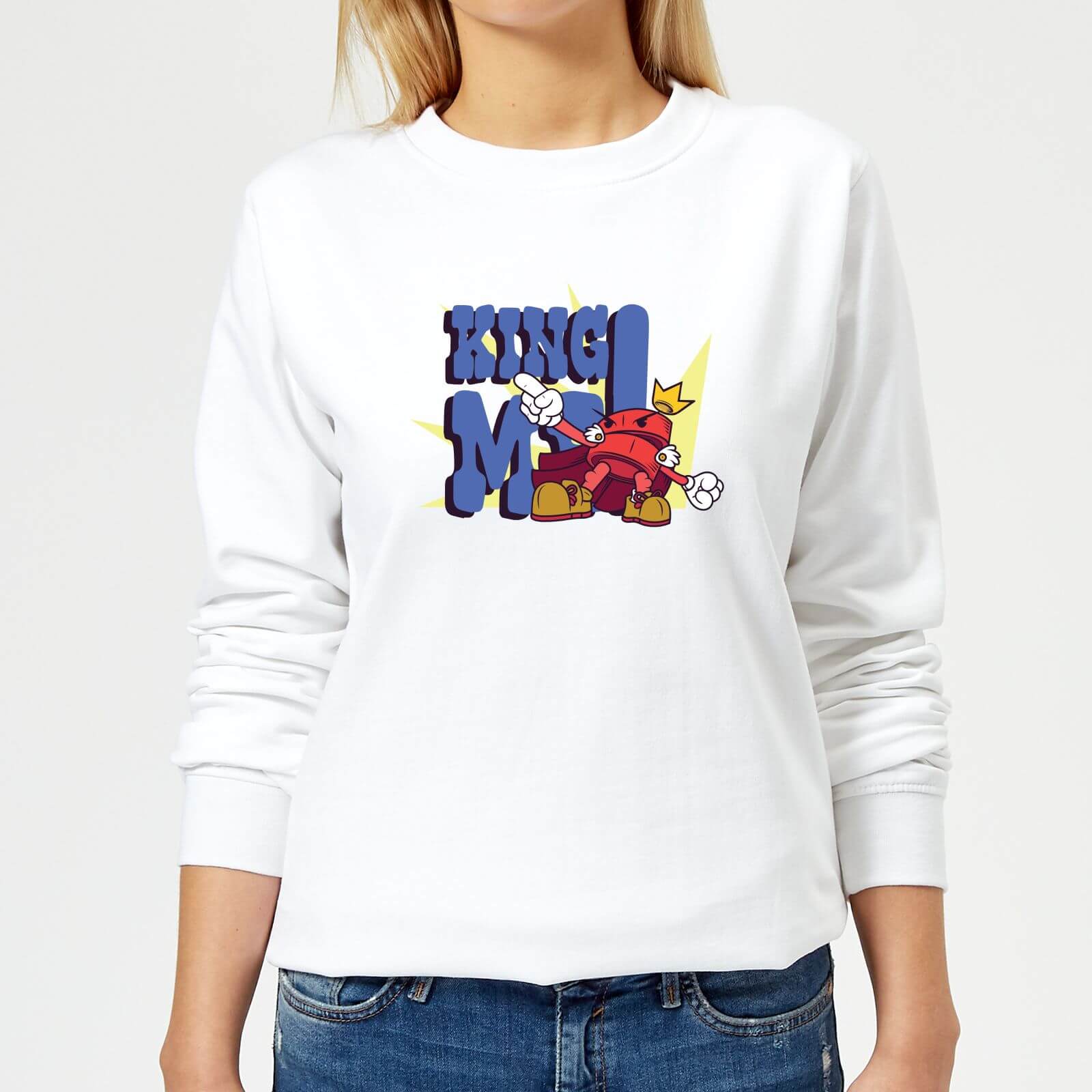 King Me! Checker Women's Sweatshirt - White - XS - White