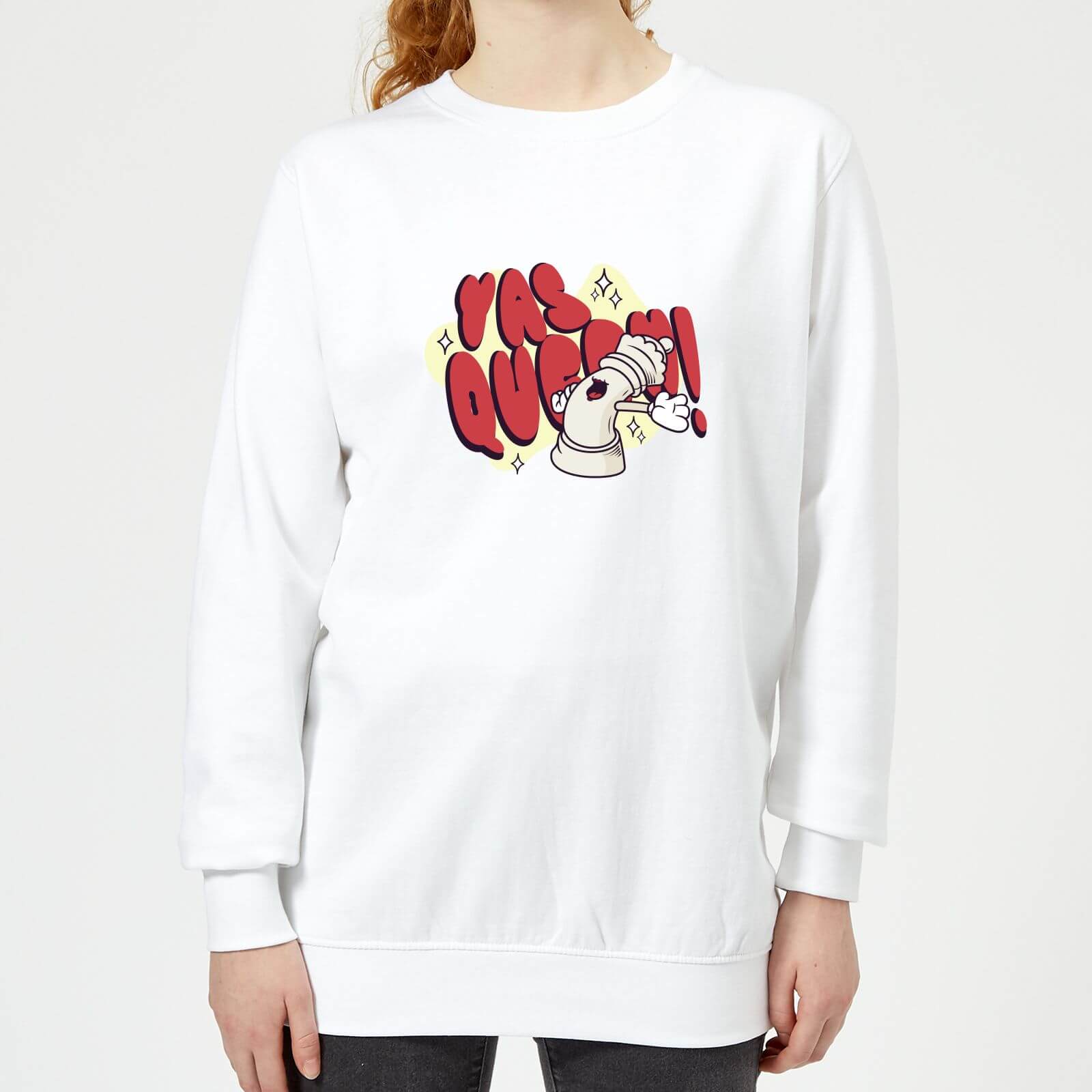 Yas Queen! Cartoon Women's Sweatshirt - White - XS - White