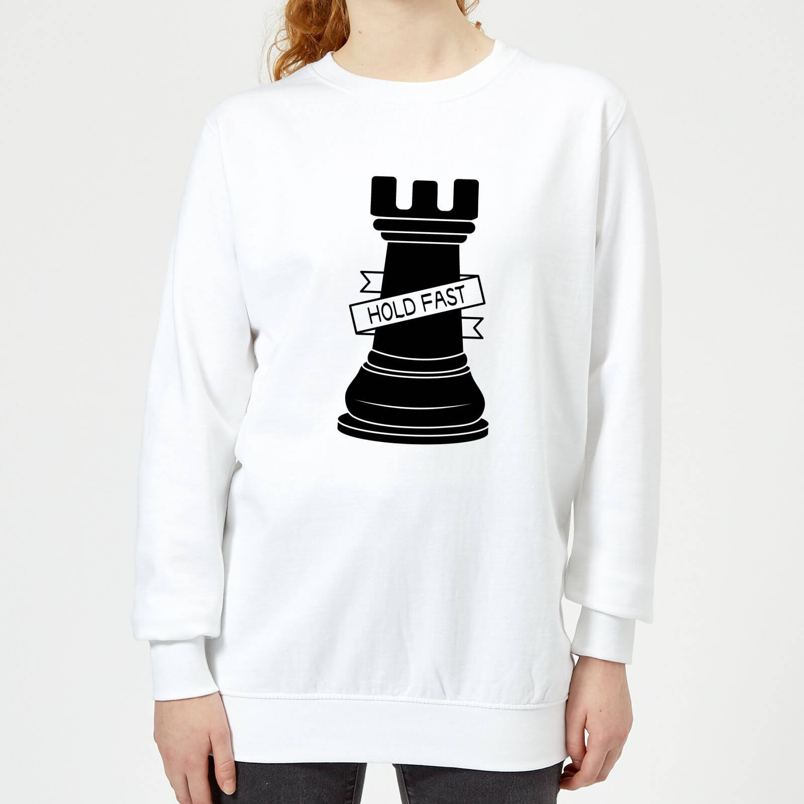 Rook Chess Piece Hold Fast Women's Sweatshirt - White - XS - White