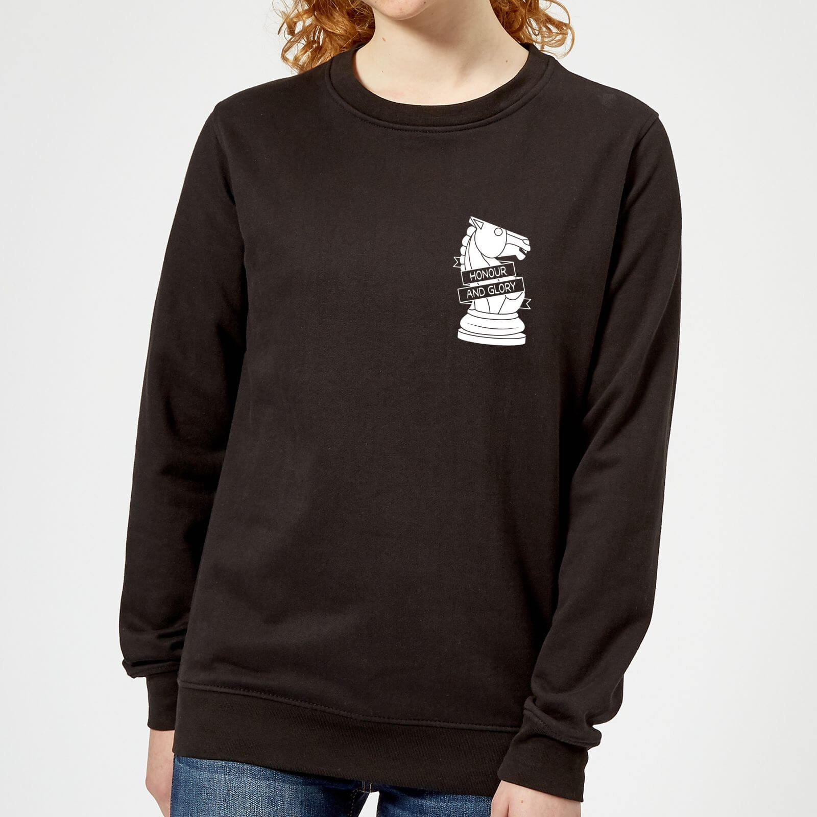 Honour And Glory Pocket Print Women's Sweatshirt - Black - XS - Black