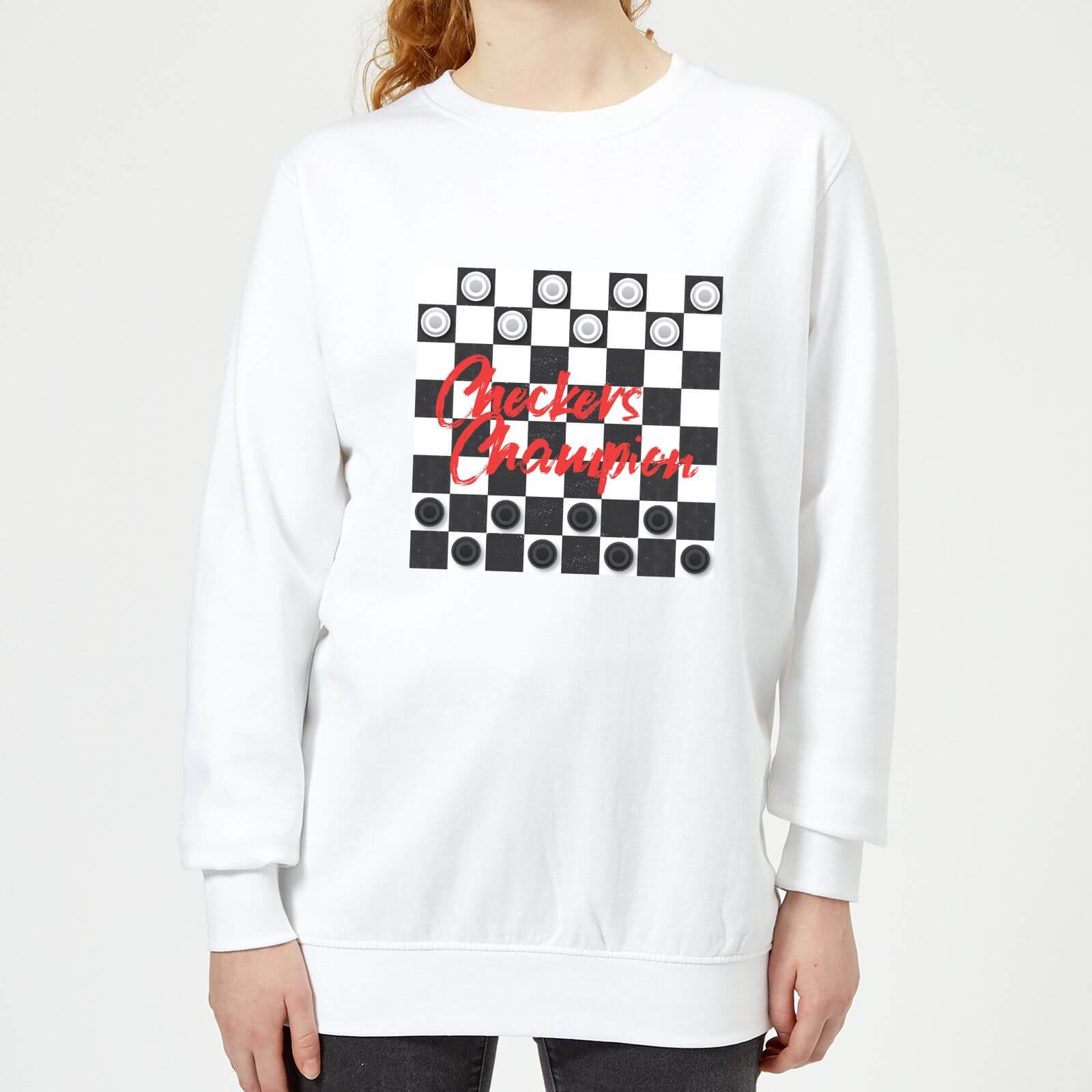 Checkers Board Champion Women's Sweatshirt - White - XS - White