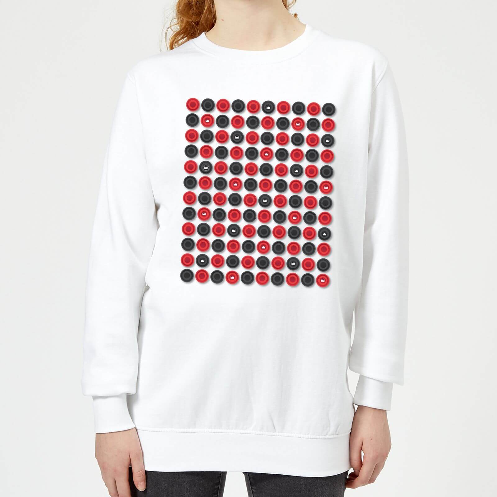 Checkers Pattern Women's Sweatshirt - White - XXL - White
