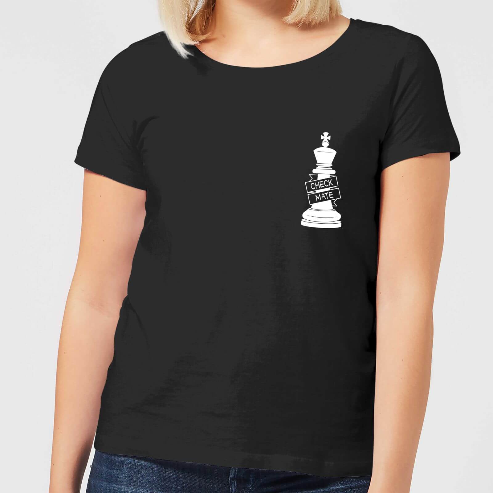Check Mate Pocket Print Women's T-Shirt - Black - S - Black