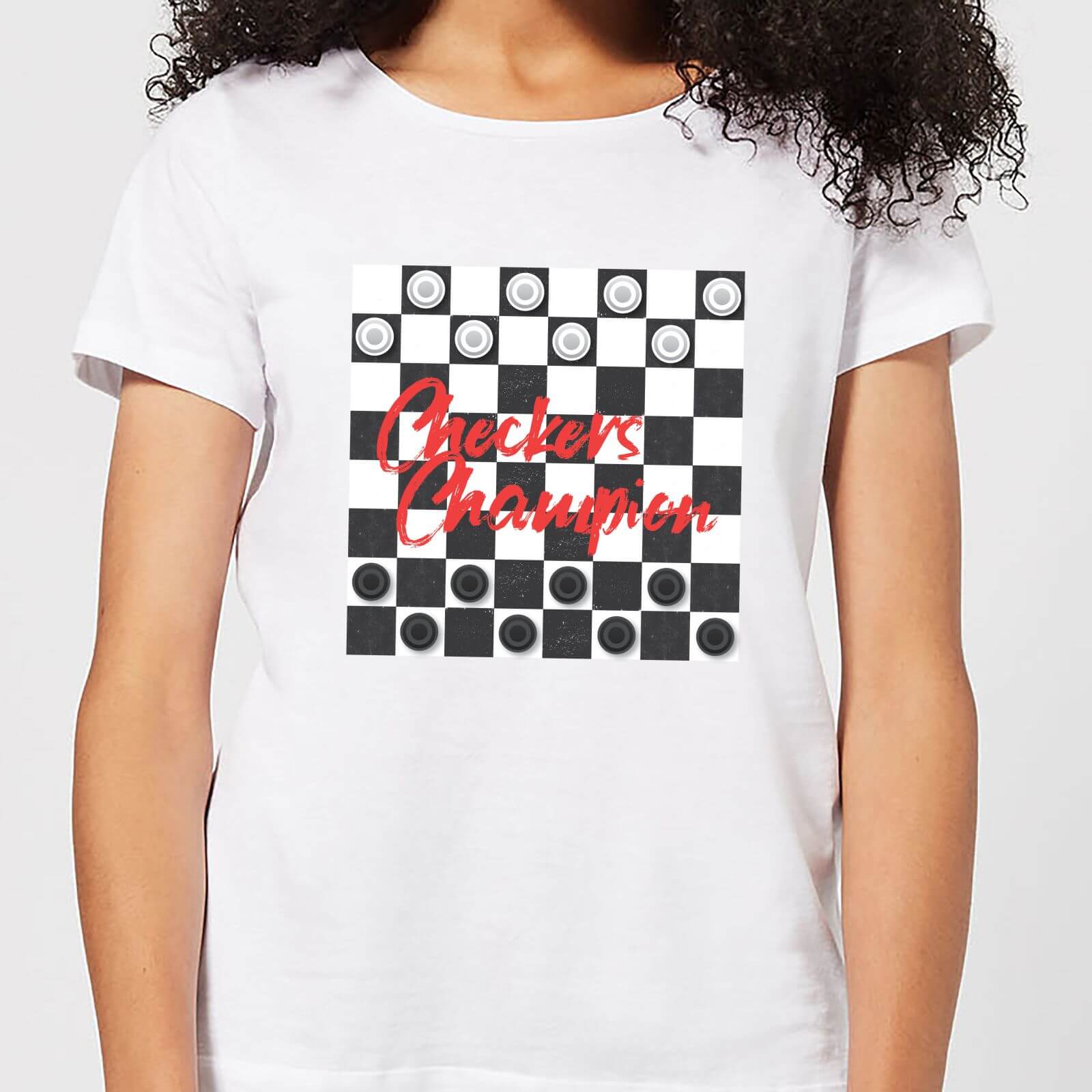 Checkers Board Champion Women's T-Shirt - White - L - White