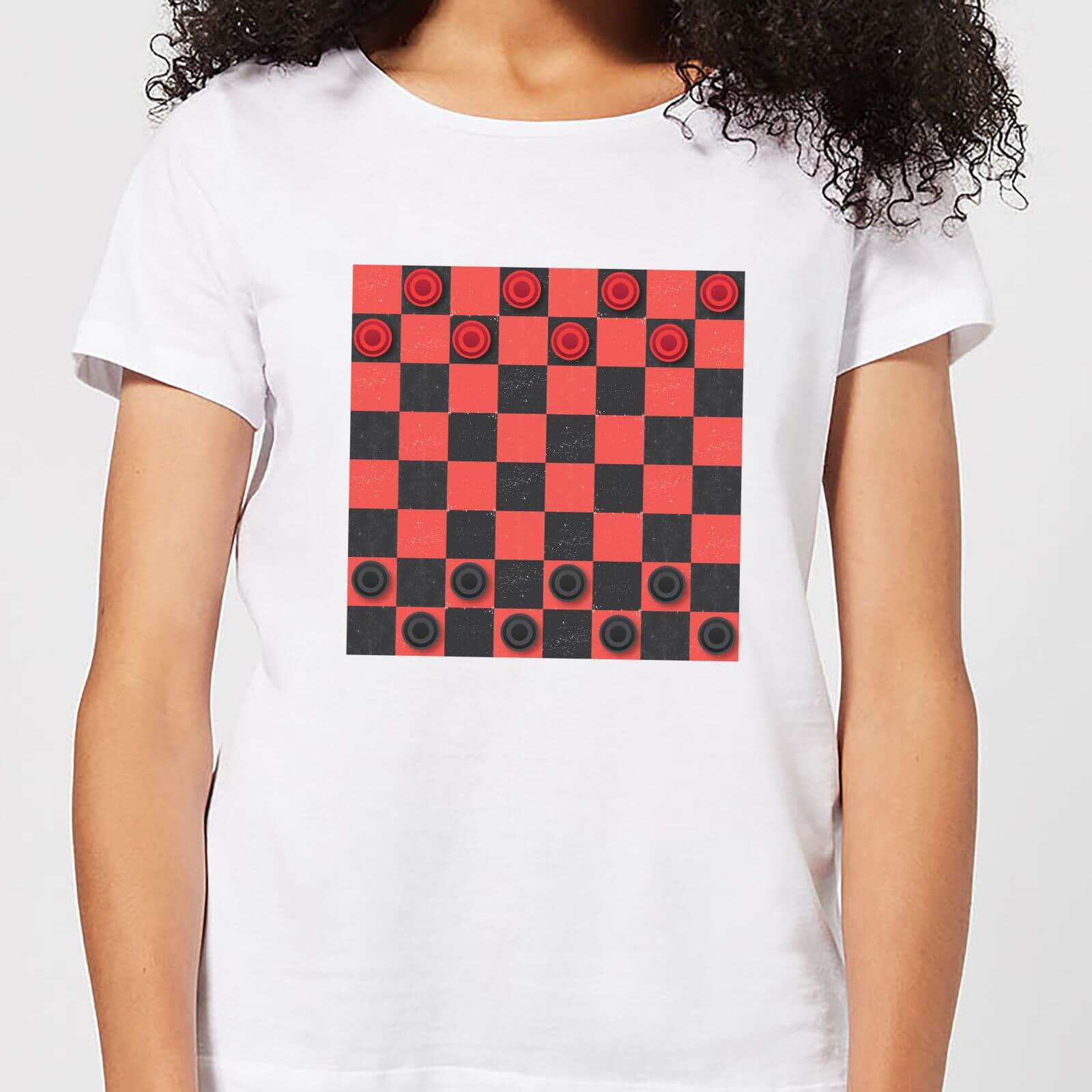 Red Checkers Board Women's T-Shirt - White - S - White