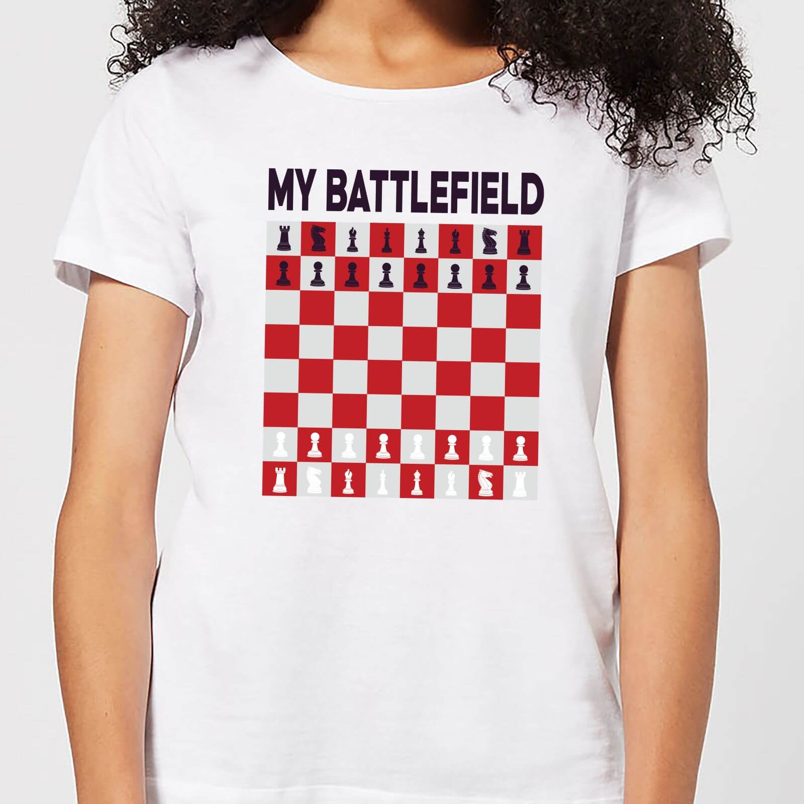 My Battlefield Chess Board Red & White Women's T-Shirt - White - S - White