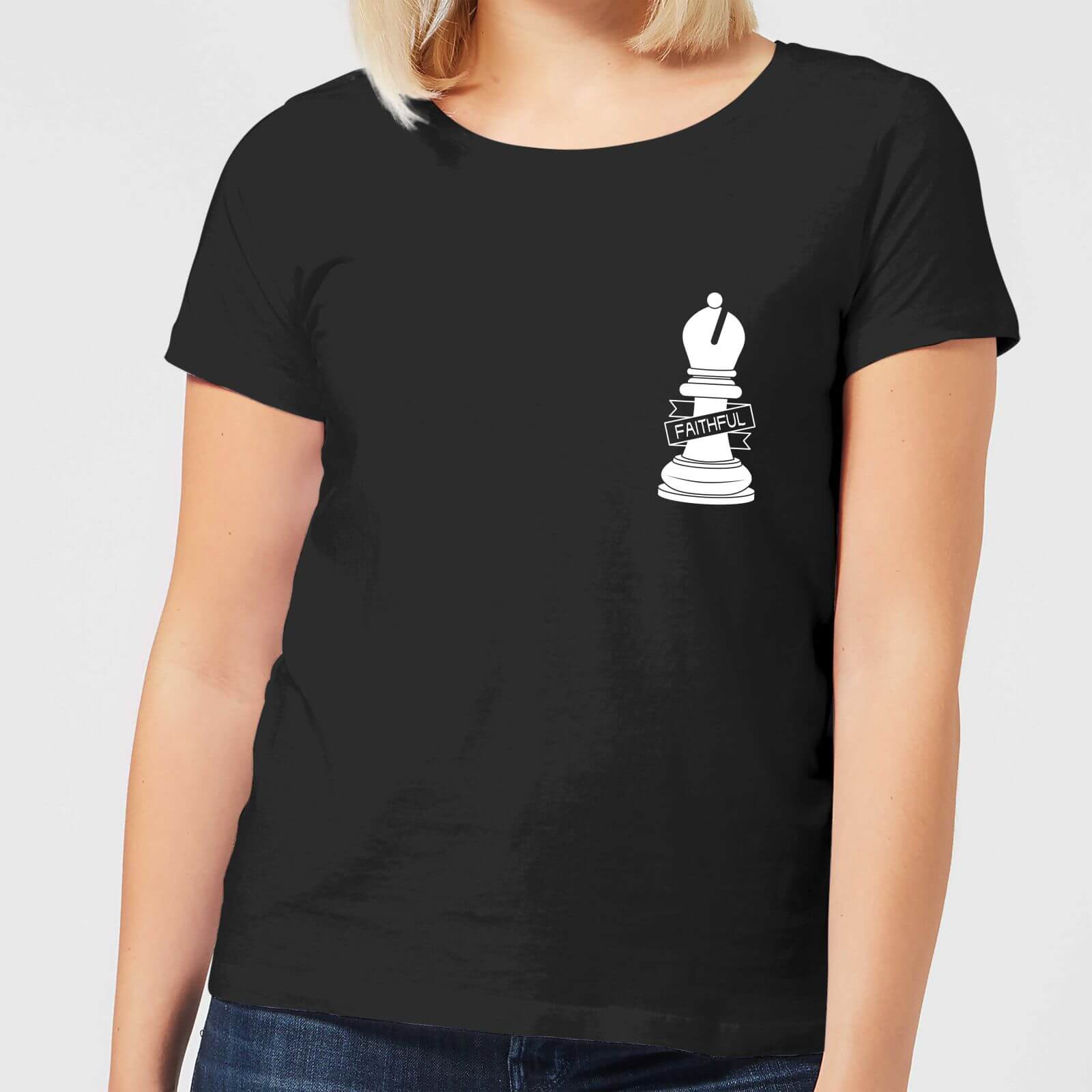 Faithful Pocket Print Women's T-Shirt - Black - XXL - Black