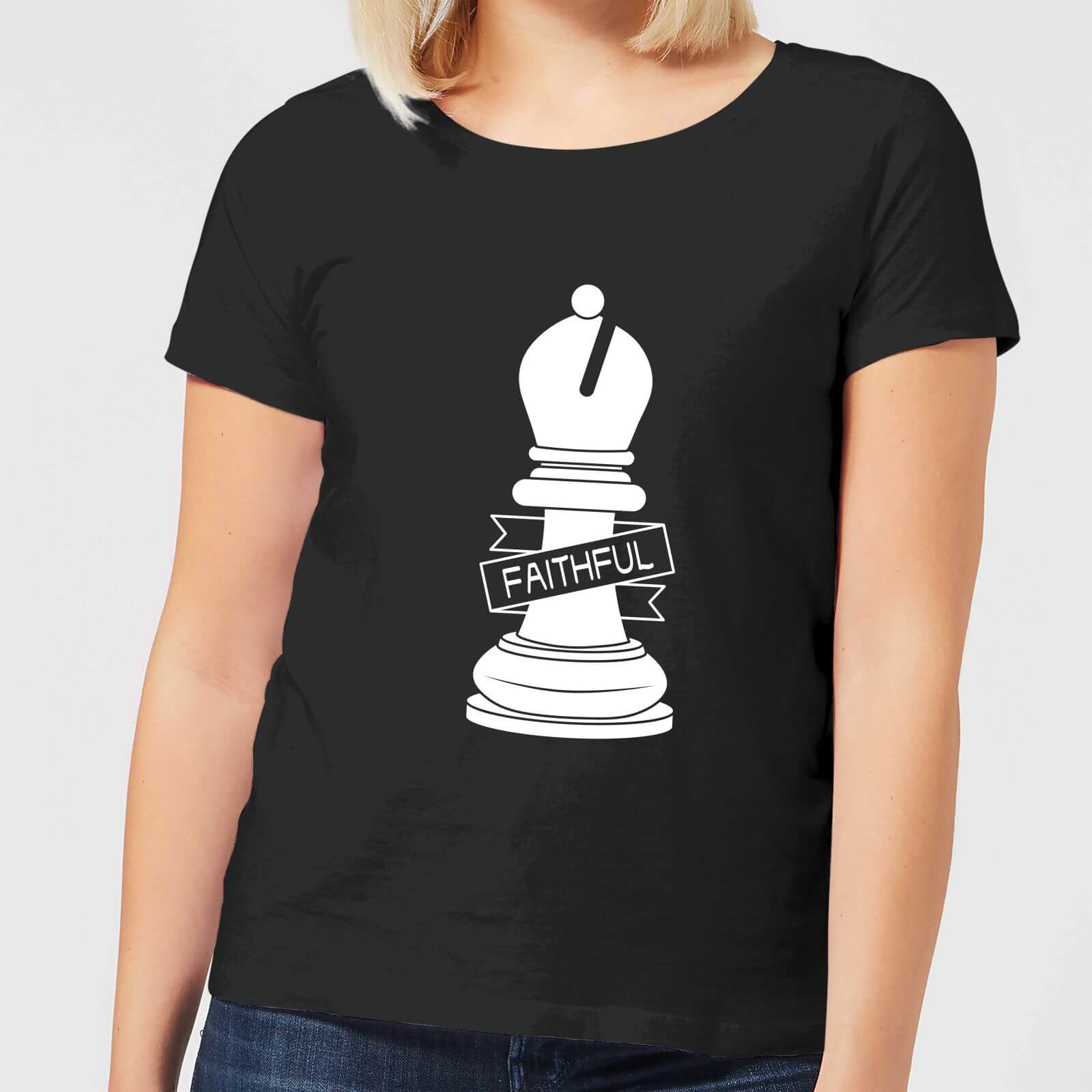 Bishop Chess Piece Faithful Women's T-Shirt - Black - S - Black