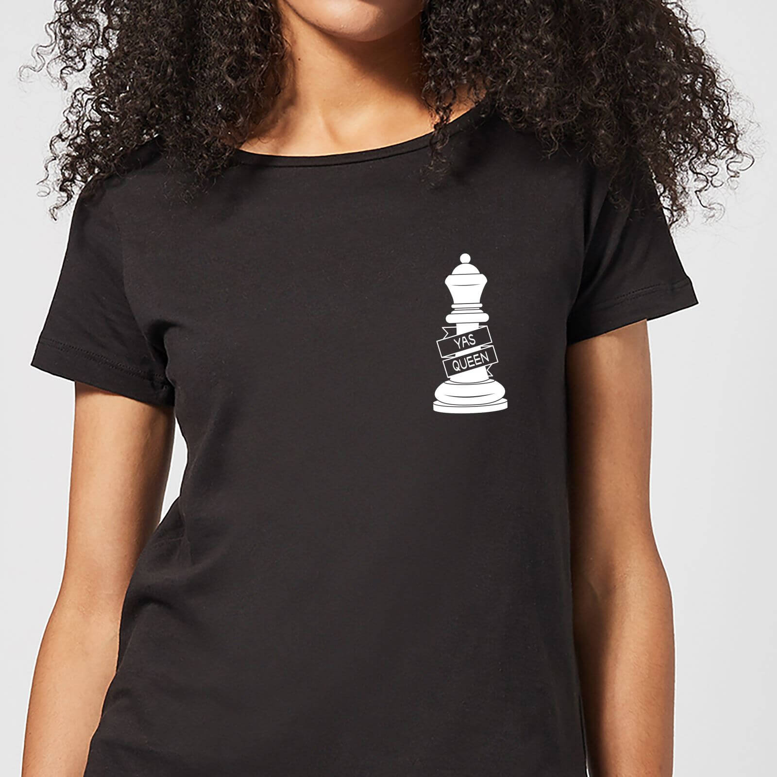 Yas Queen White Pocket Print Women's T-Shirt - Black - S - Black