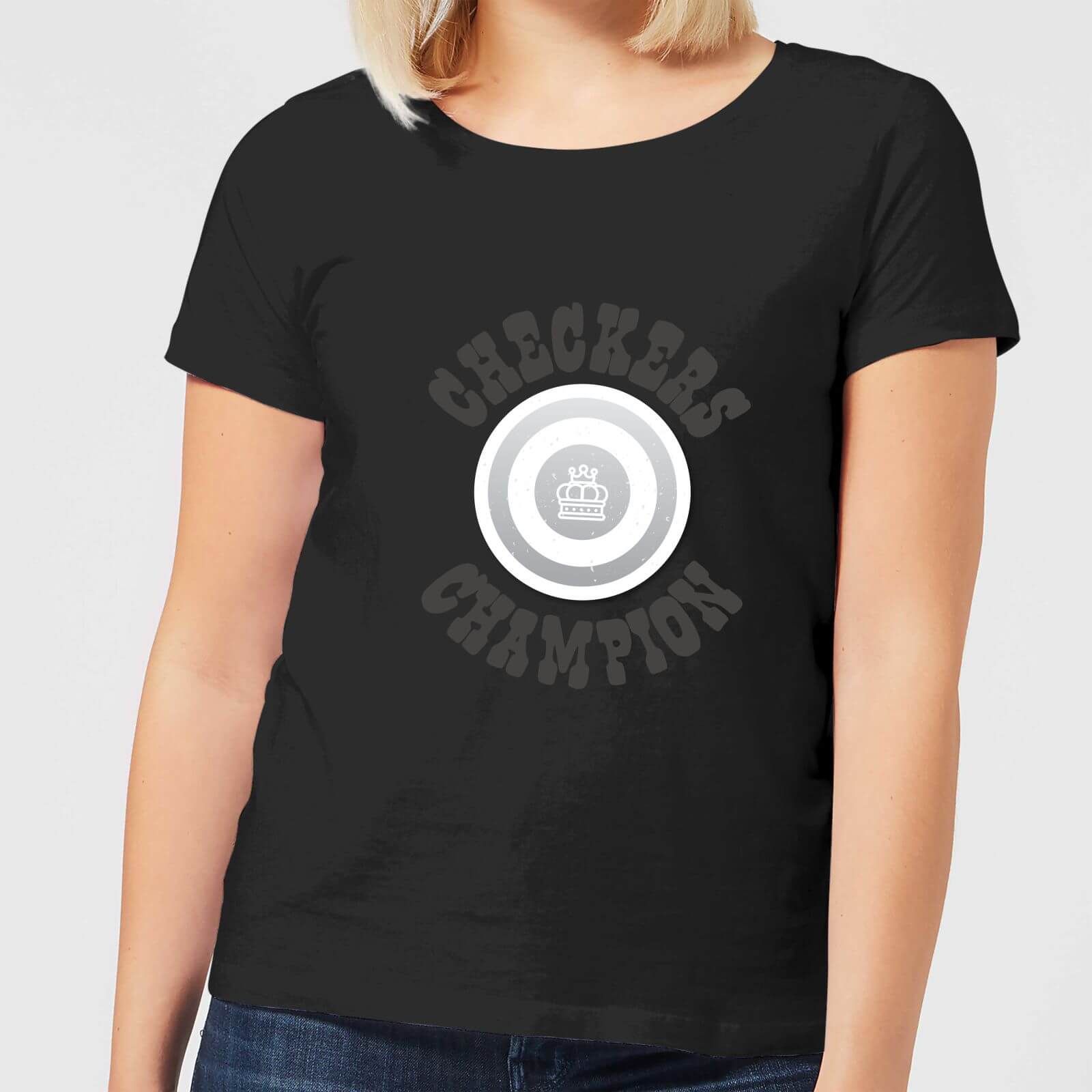 Checkers Champion White Checker Women's T-Shirt - Black - S - Black