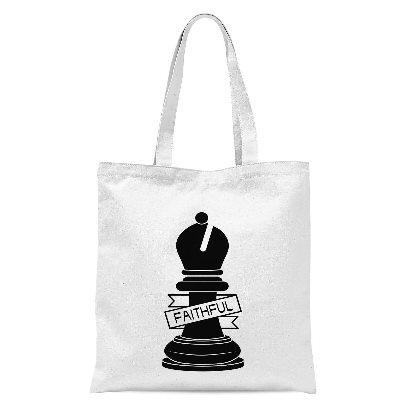 Bishop Chess Piece Faithful Tote Bag - White
