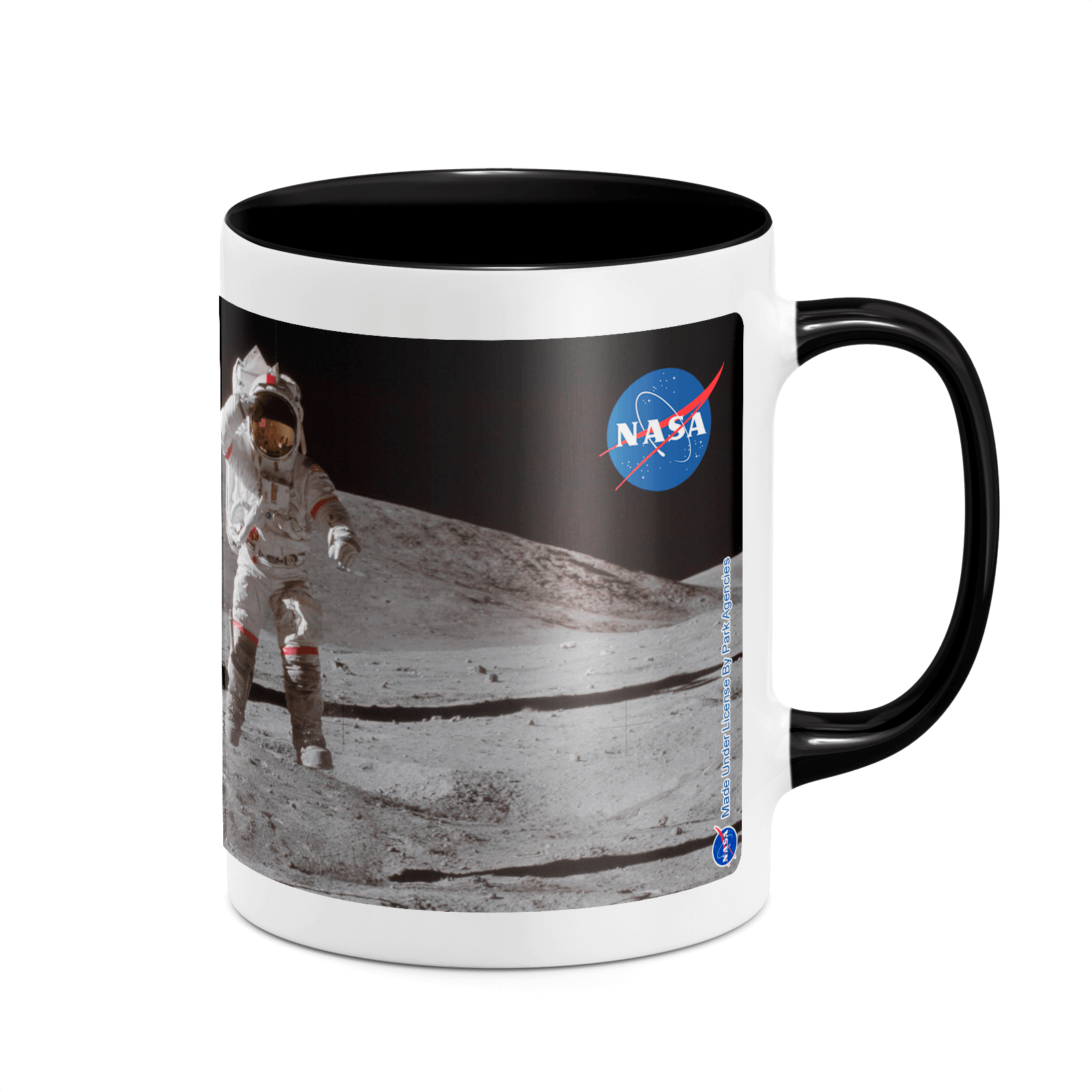 NASA Moon And Flag Mug - White/Black