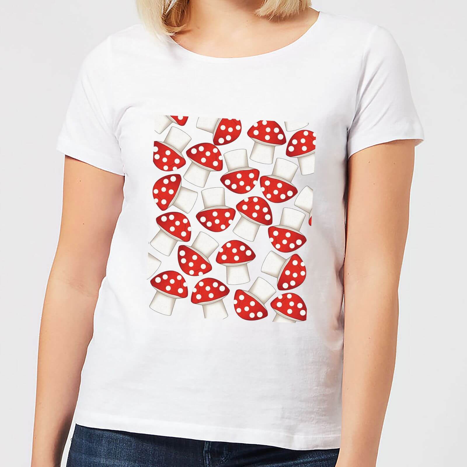 Mushroom Pattern Women's T-Shirt - White - S - White