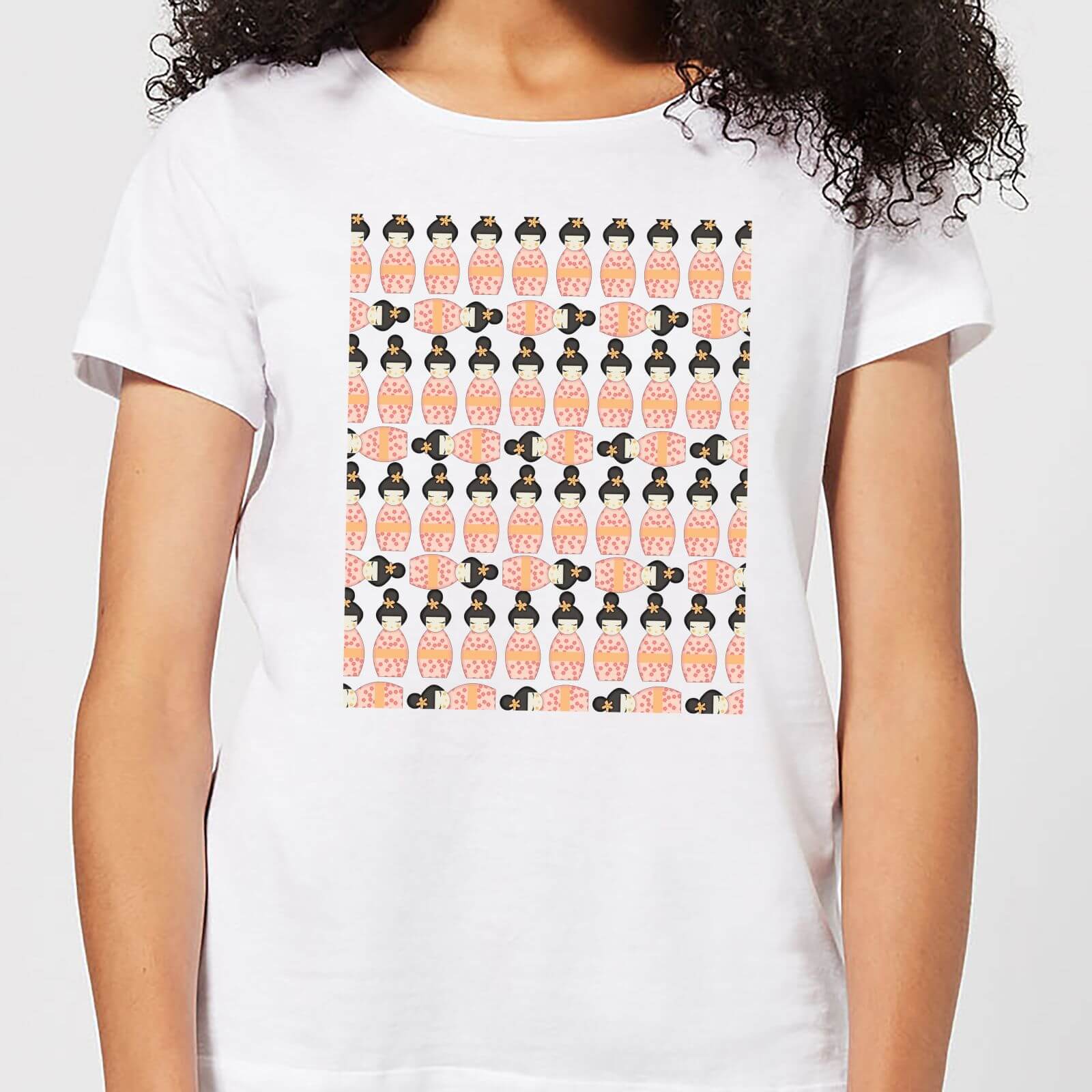 Orange Geisha Block Print Women's T-Shirt - White - XL - White