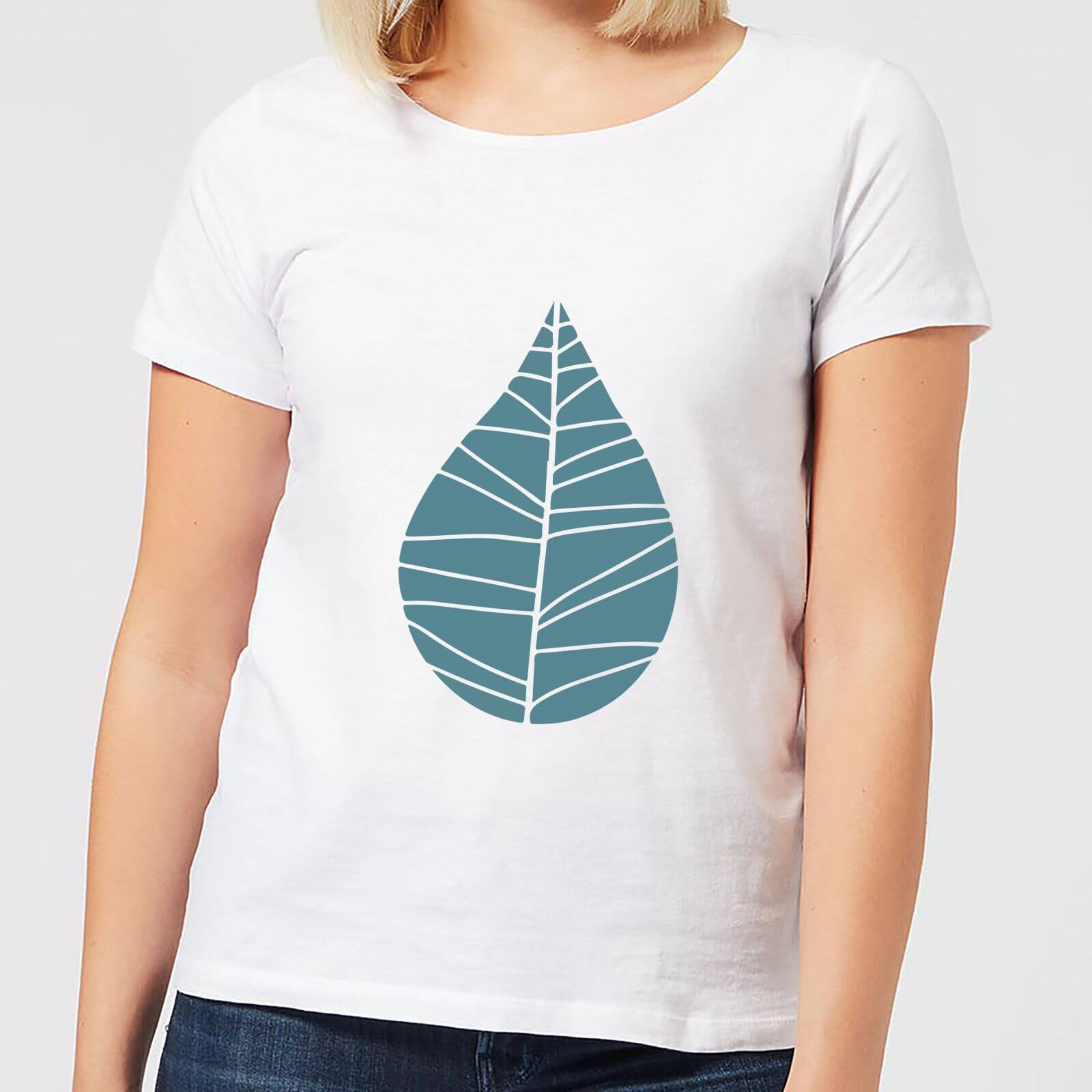 Plain Turquoise Leaf Women's T-Shirt - White - S - White