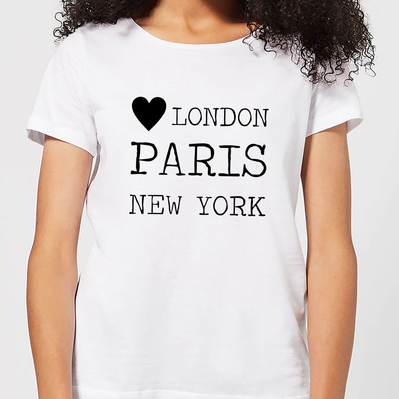 Love Heart London Paris New York Women's T-Shirt - White - S - White
