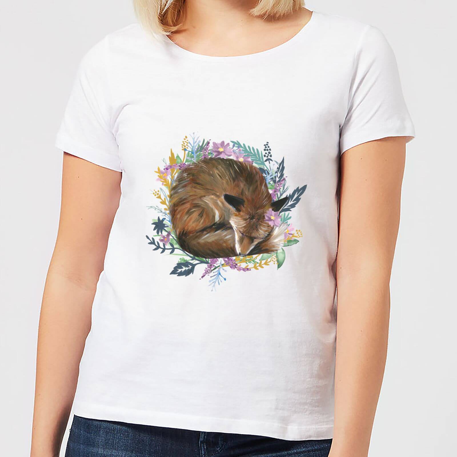 Curled Up Fox Within A Reef Women's T-Shirt - White - S - White