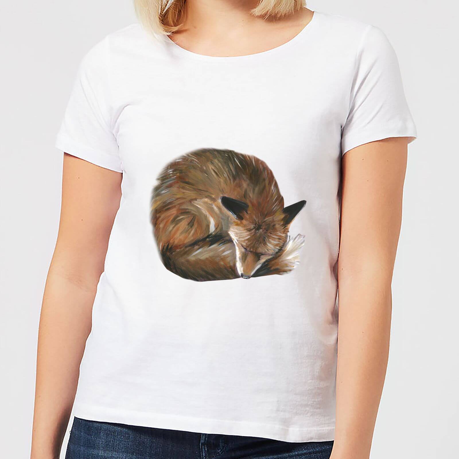 Curled Up Fox Women's T-Shirt - White - S - White