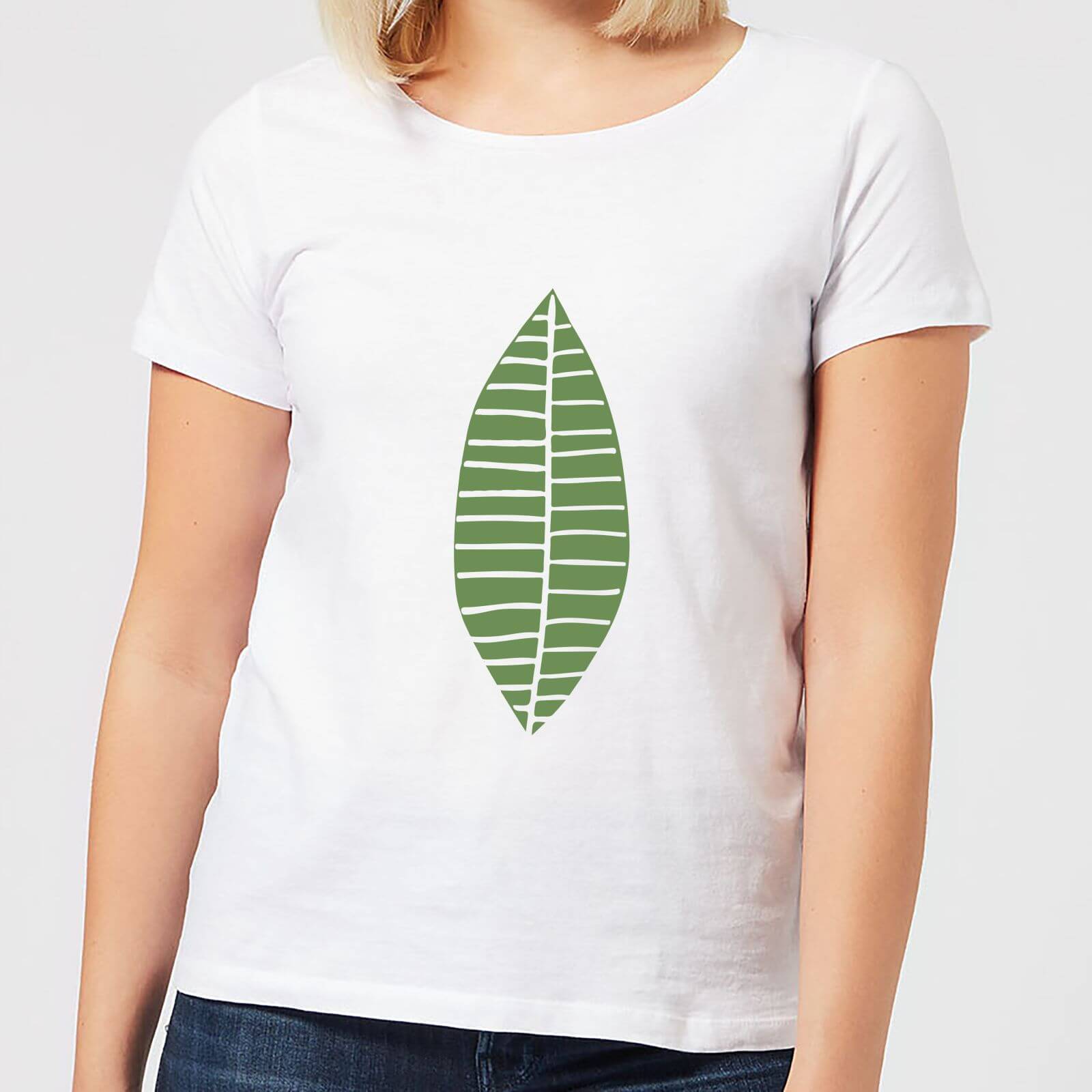 Plain Green Skinny Leaf Women's T-Shirt - White - XXL - White