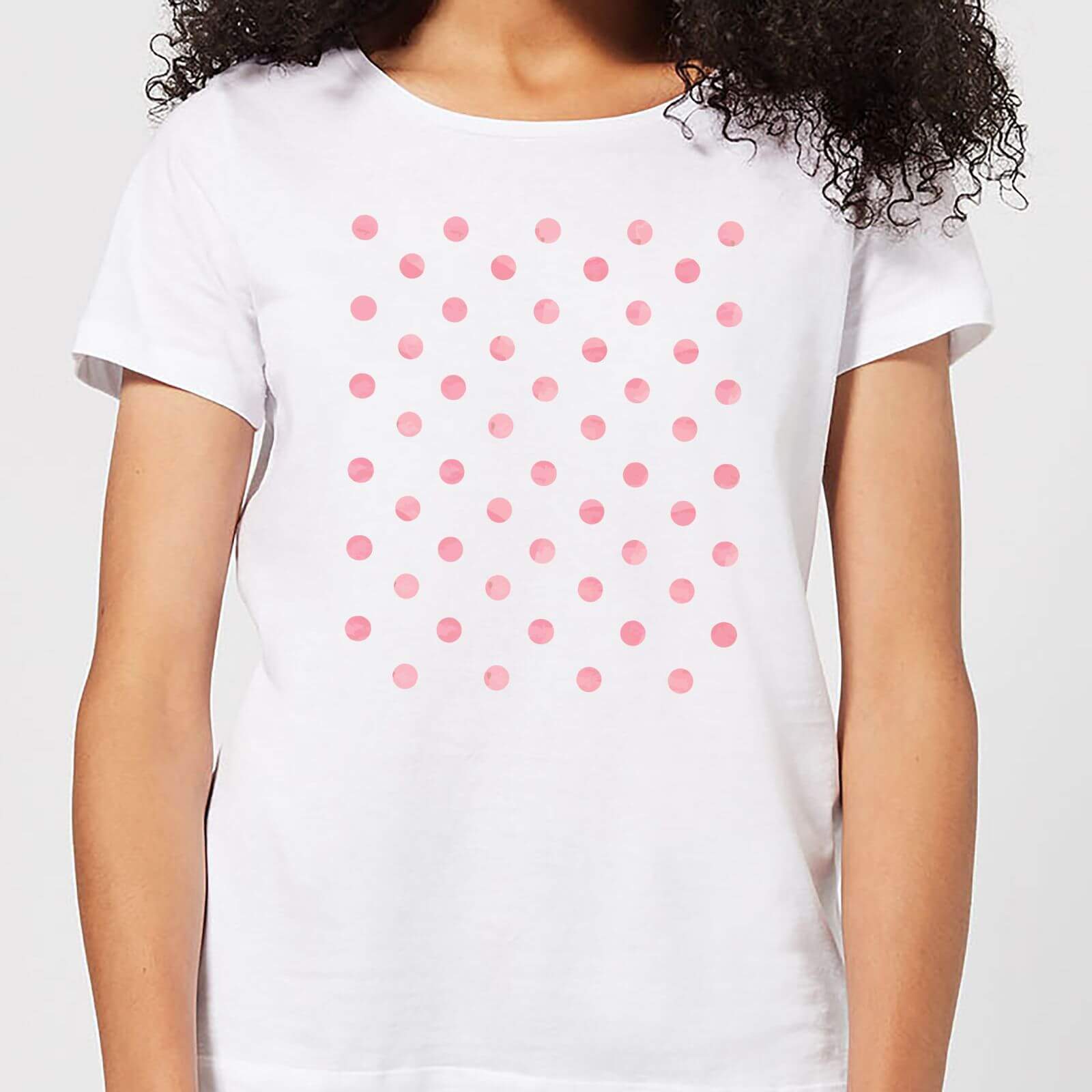 Pink Polka Dots Women's T-Shirt - White - S - White