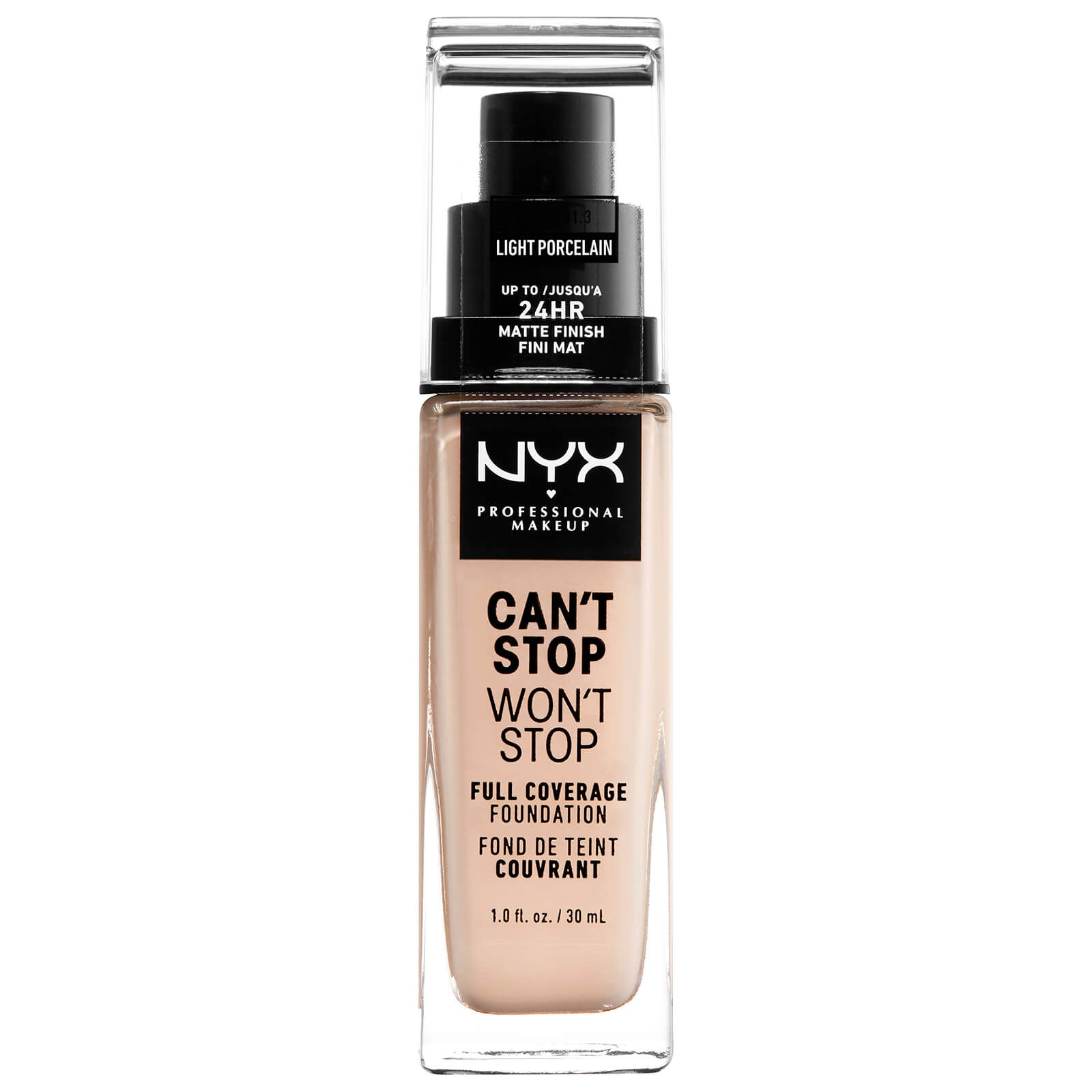 NYX Professional Makeup Can't Stop Won't Stop Full Coverage Liquid Foundation 30ml (Various Shades) - 1.3 Light Porcelain - Neutral Fair