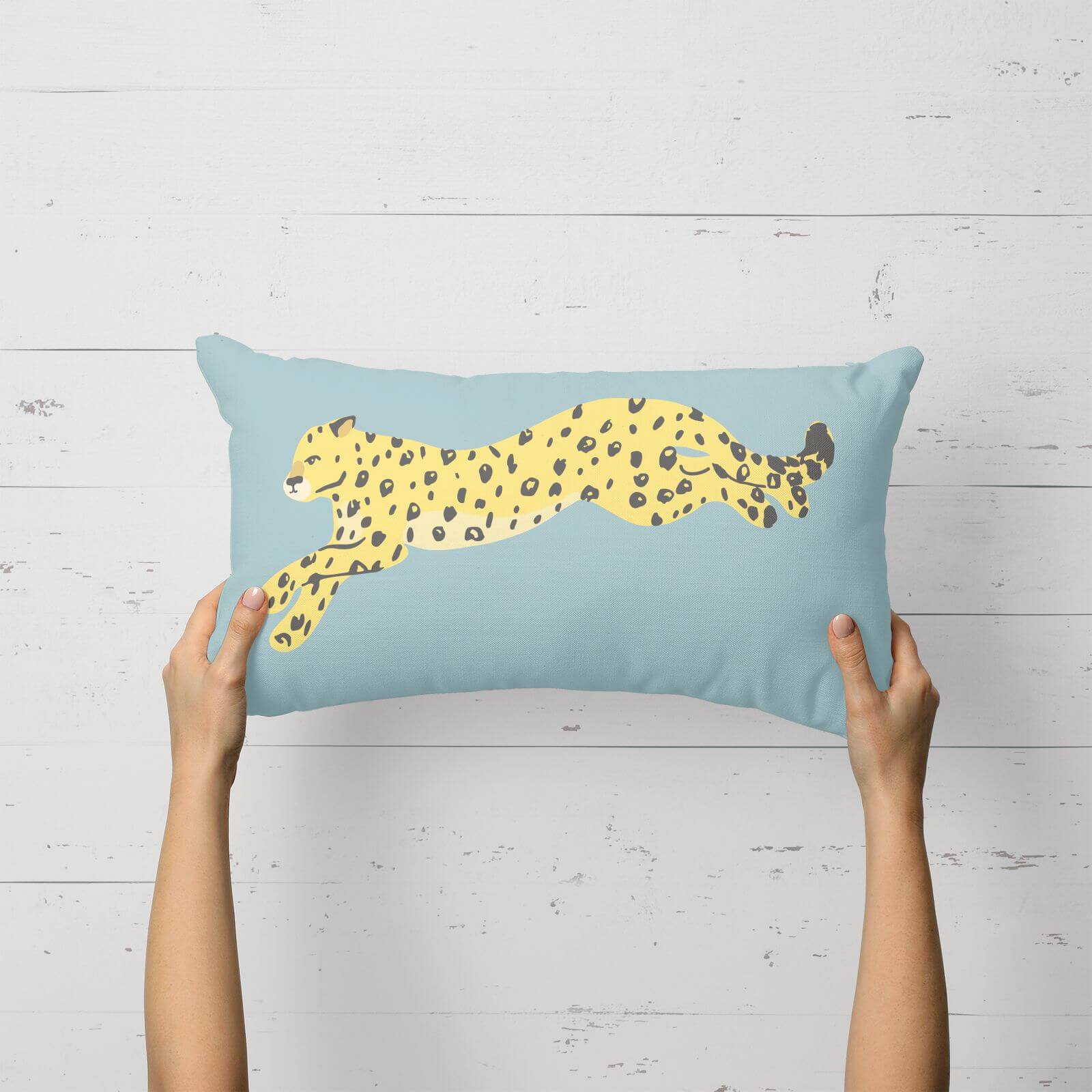 Cheetah Leap Rectangular Cushion - 30x50cm - Soft Touch