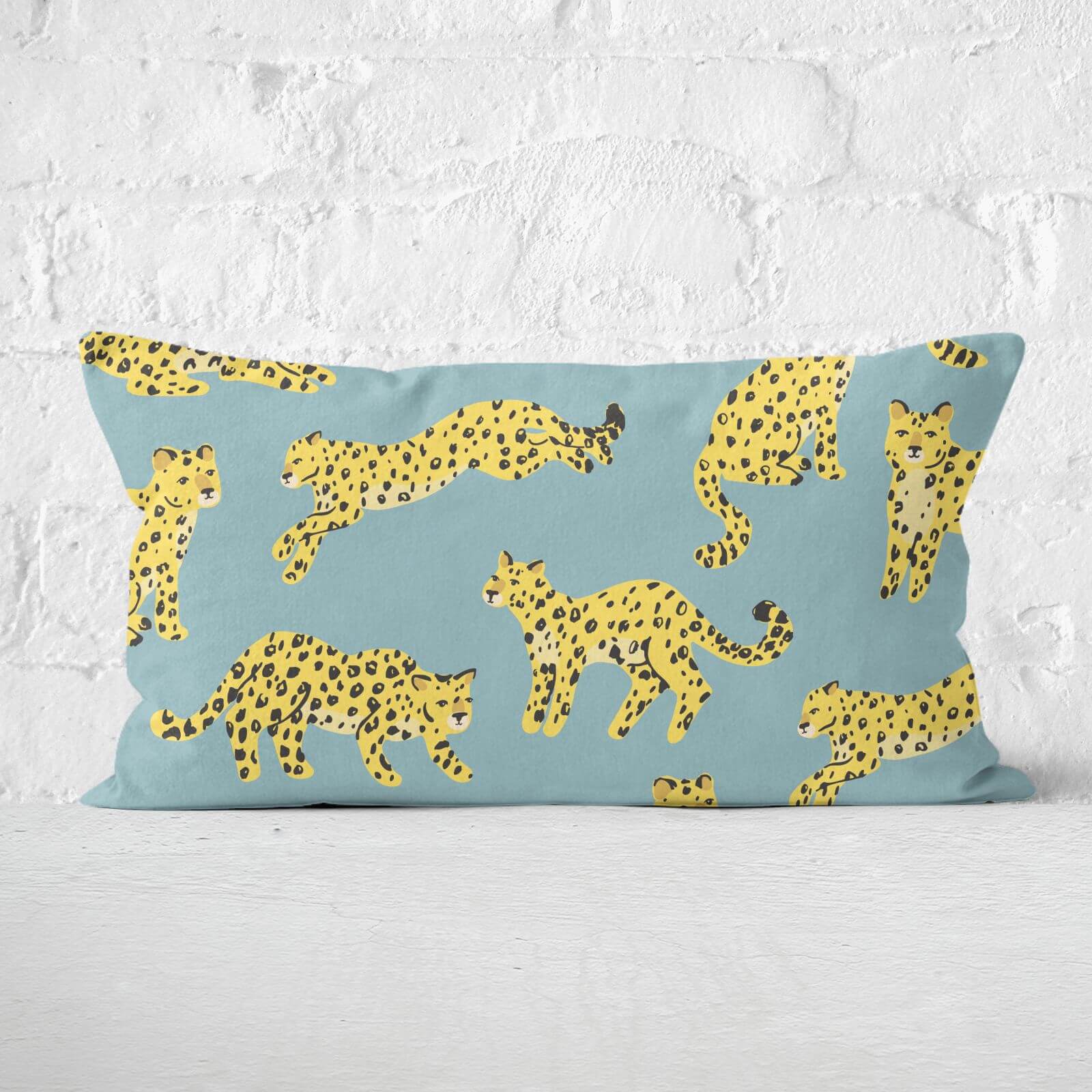 Blue Cheetah Print Rectangular Cushion - 30x50cm - Soft Touch