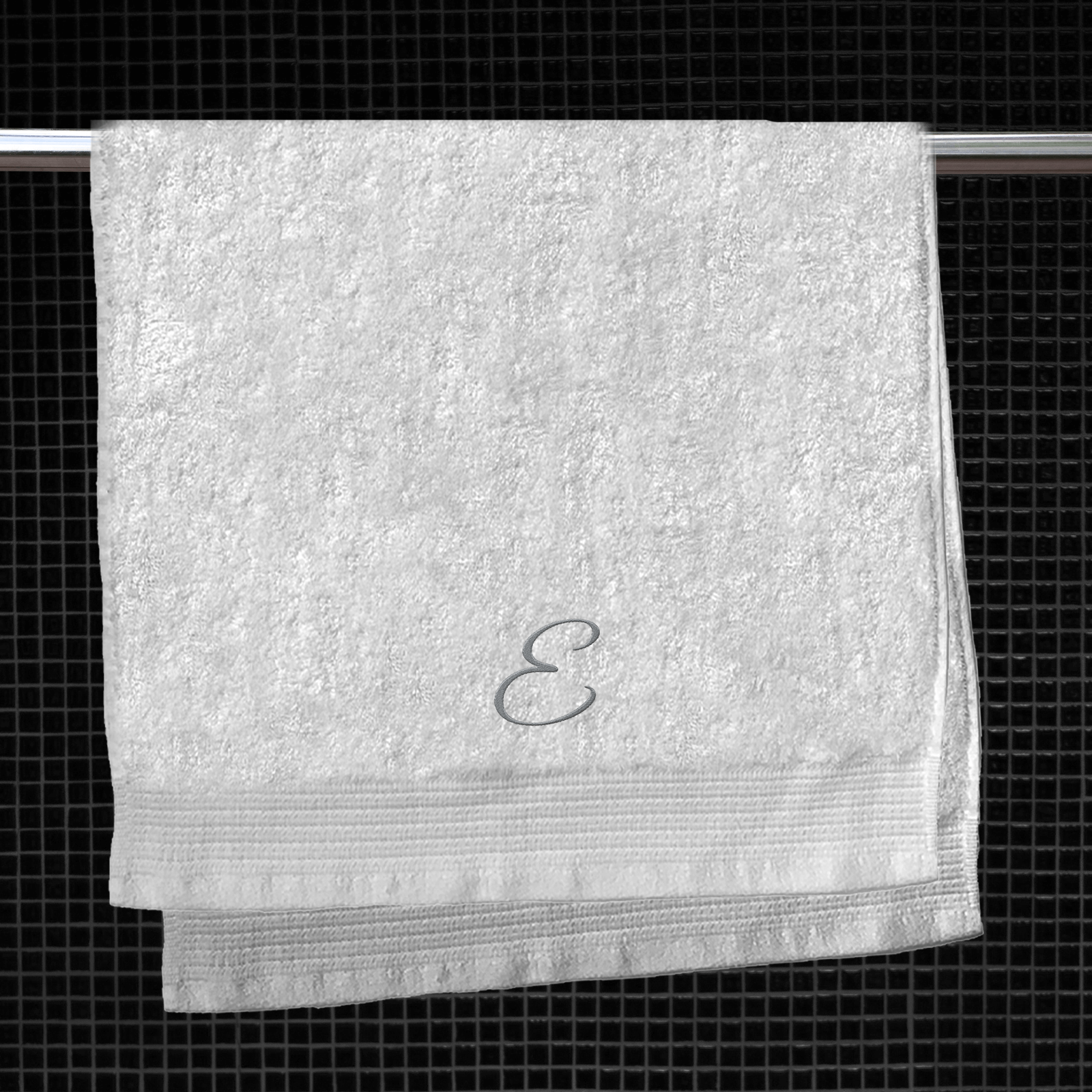 Initial Embroidered Hand Towel - E