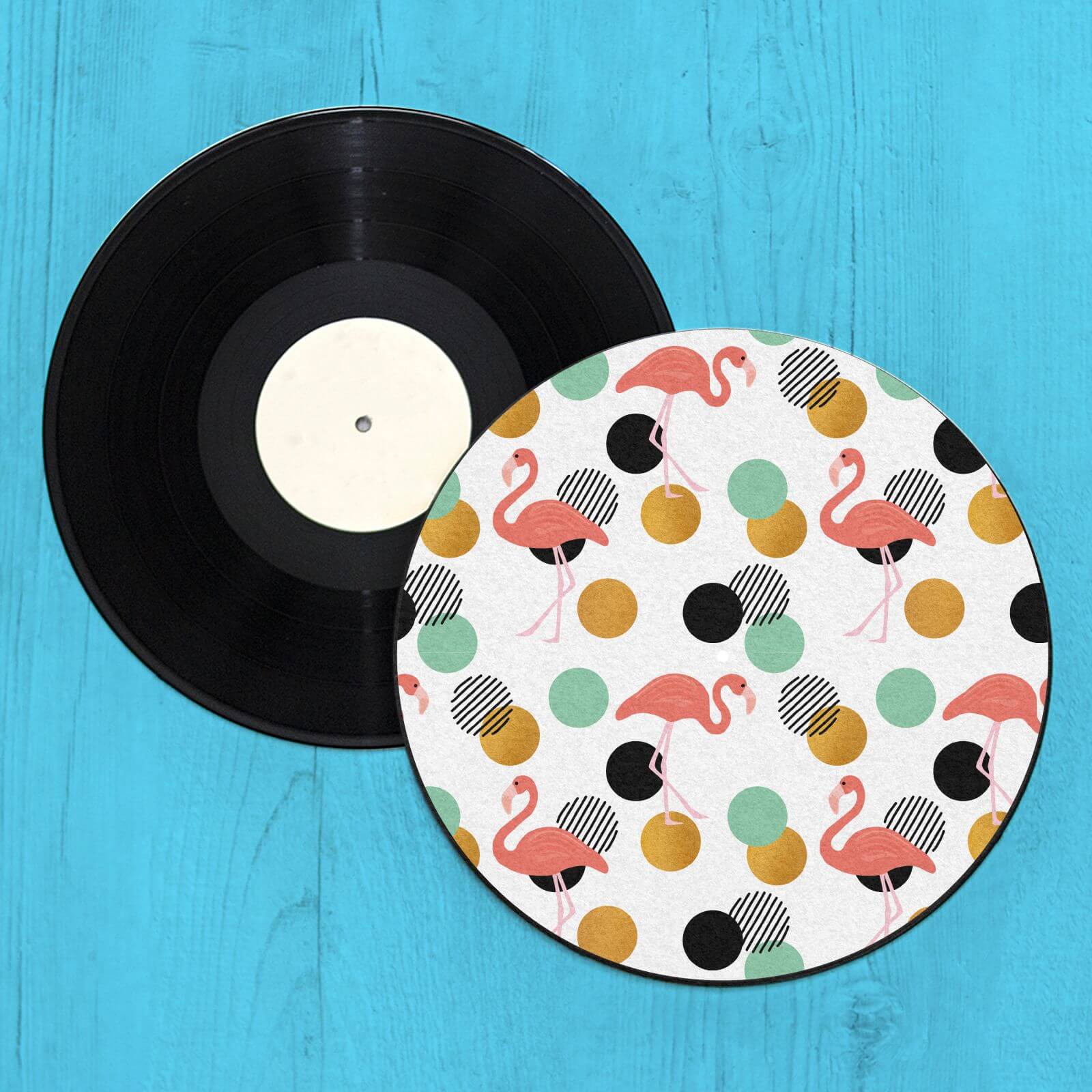 Flamingo Polka Dots Record Player Slip Mat