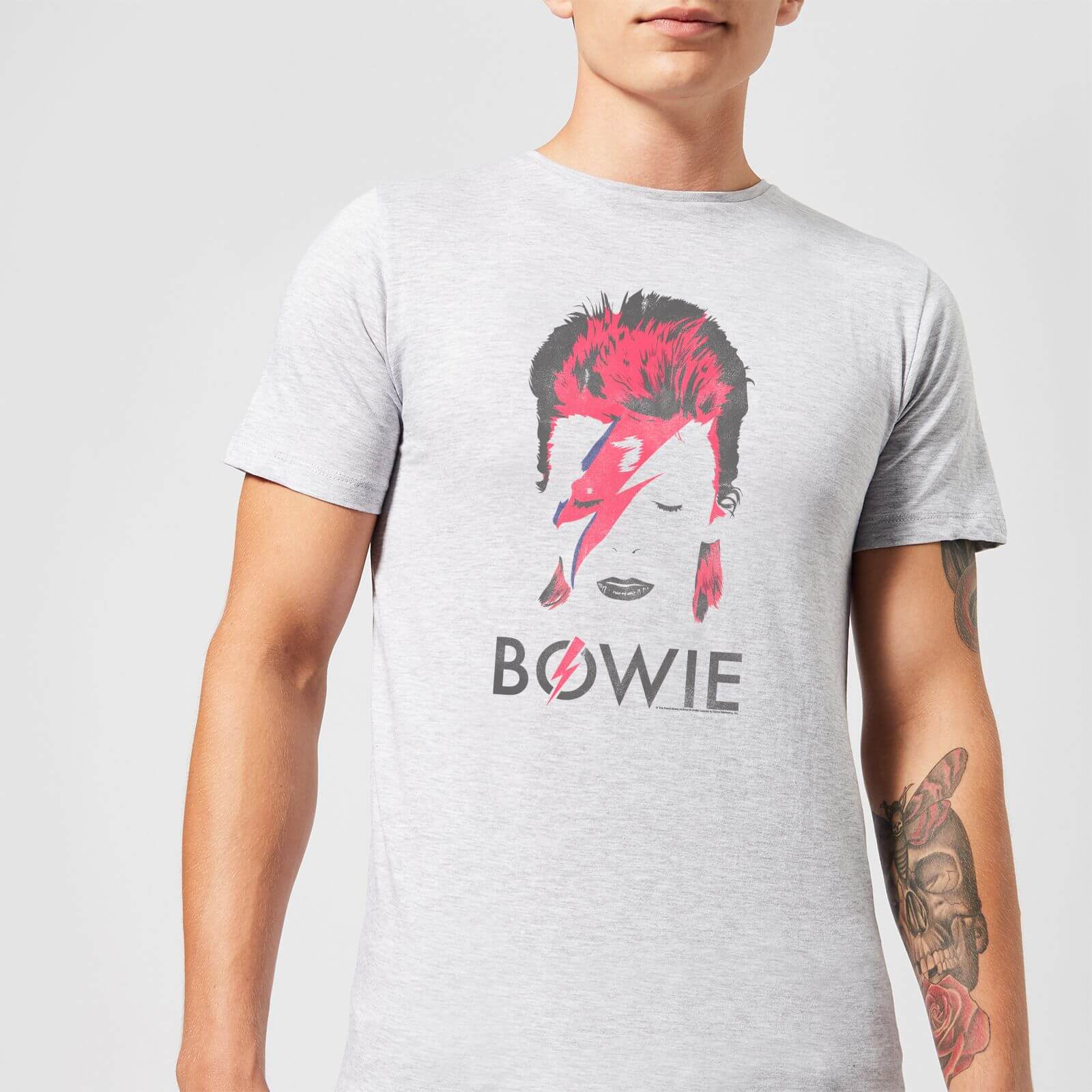 David Bowie Aladdin Sane Distressed Men's T-Shirt - Grey - S