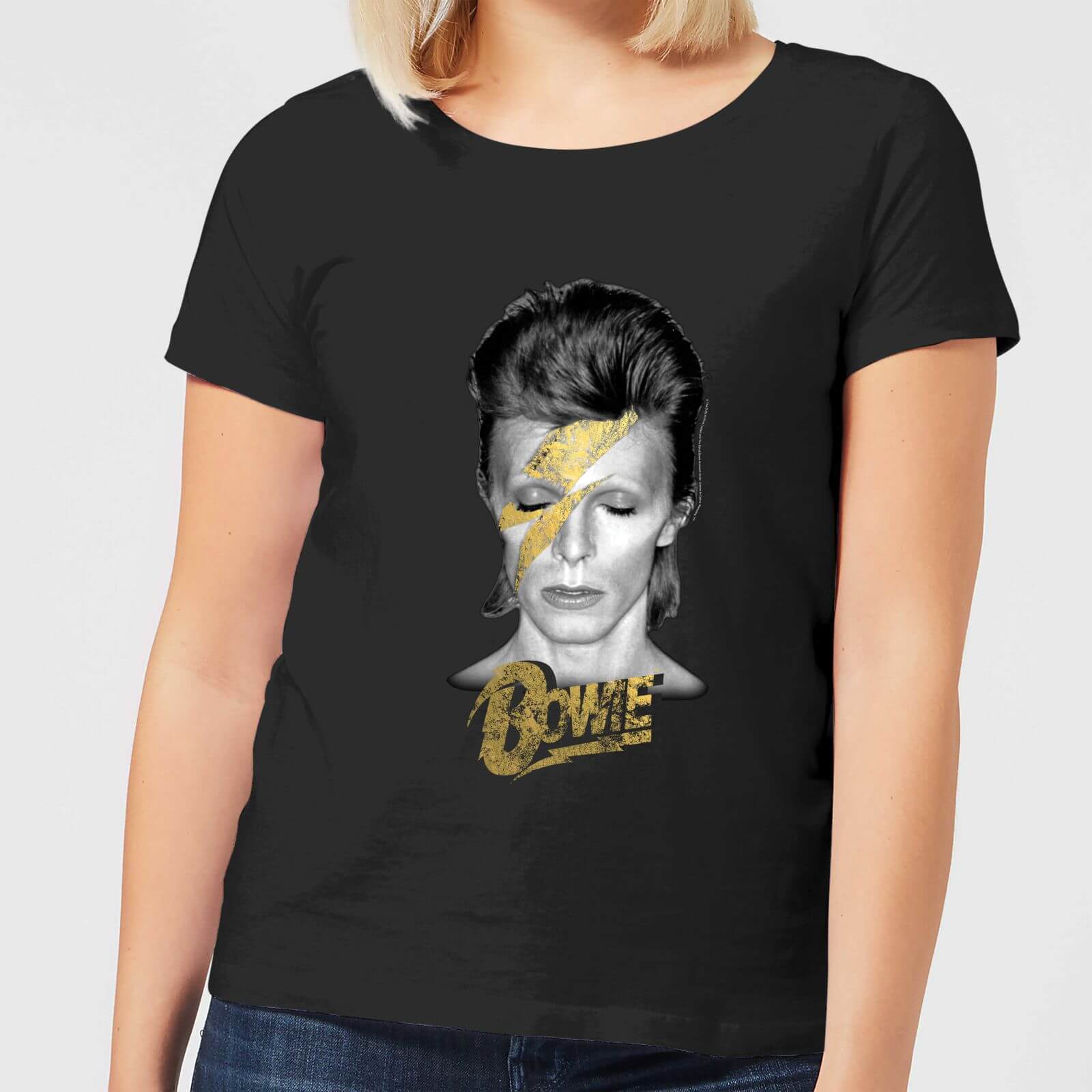 David Bowie Aladdin Sane On Black Women's T-Shirt - Black - M - Black