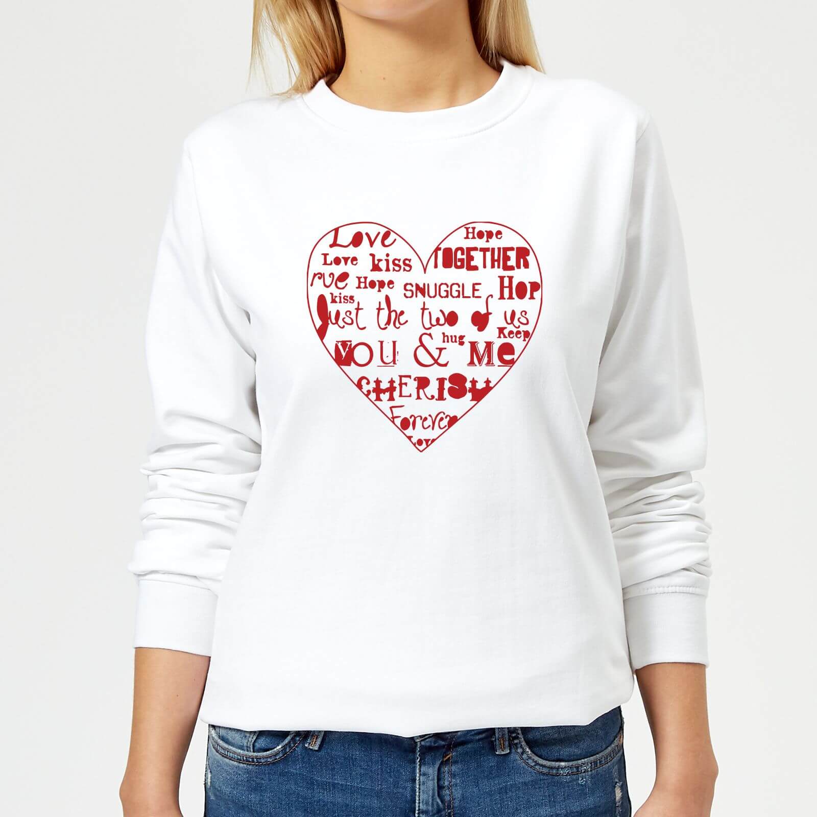 Love Dovey Words Heart Outline Women's Sweatshirt - White - XS - White
