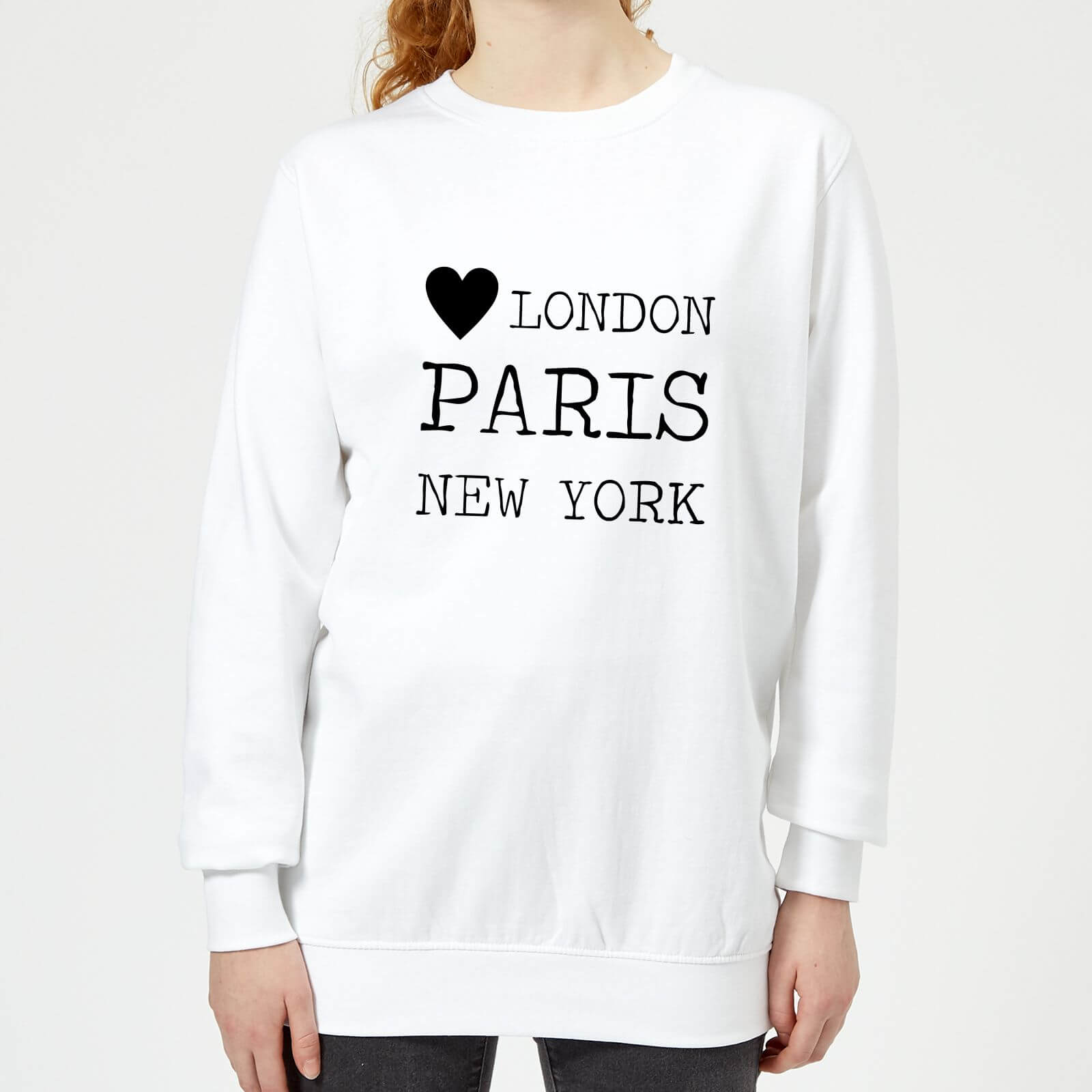 Love Heart London Paris New York Women's Sweatshirt - White - XS - White