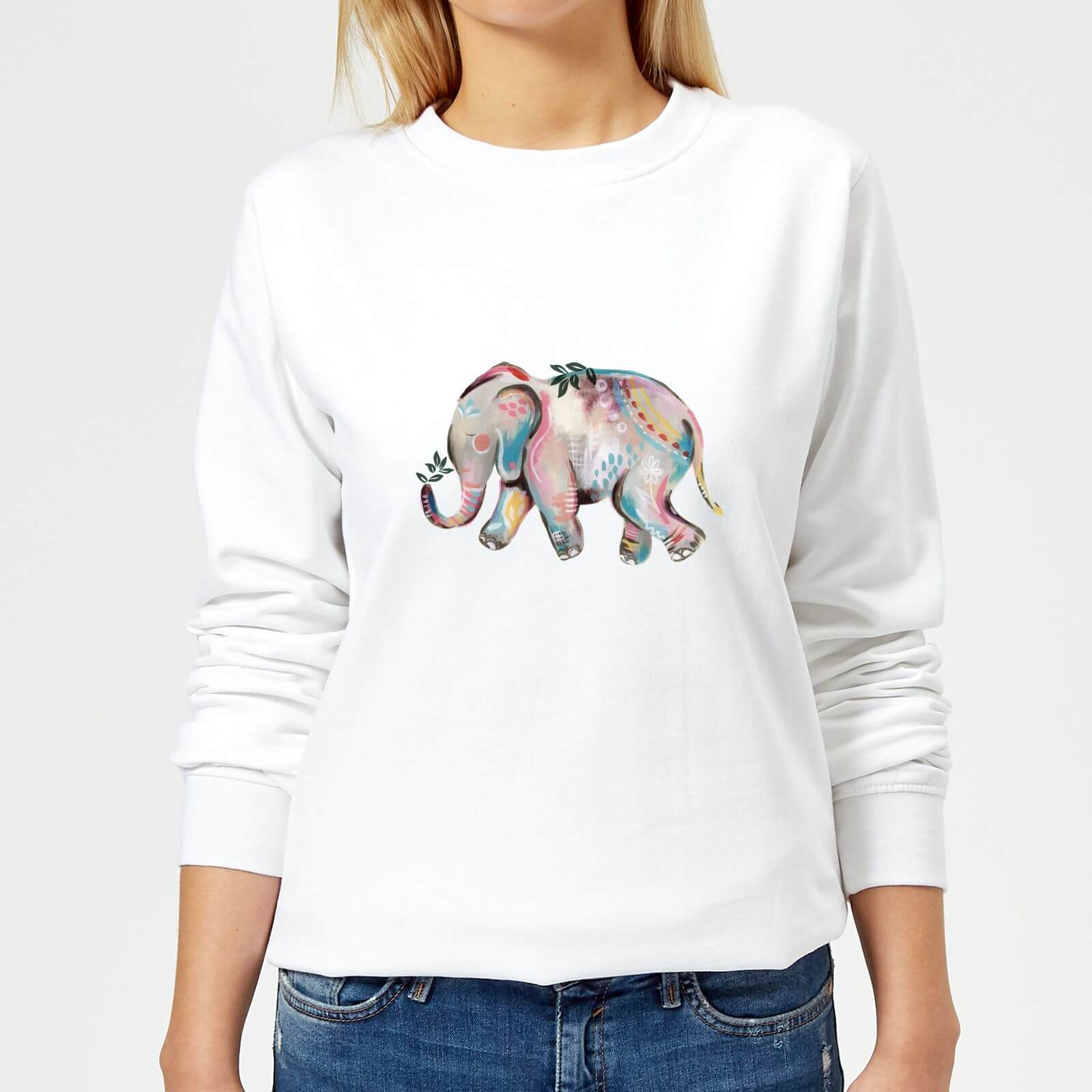 Indian Elephant Women's Sweatshirt - White - XS - White
