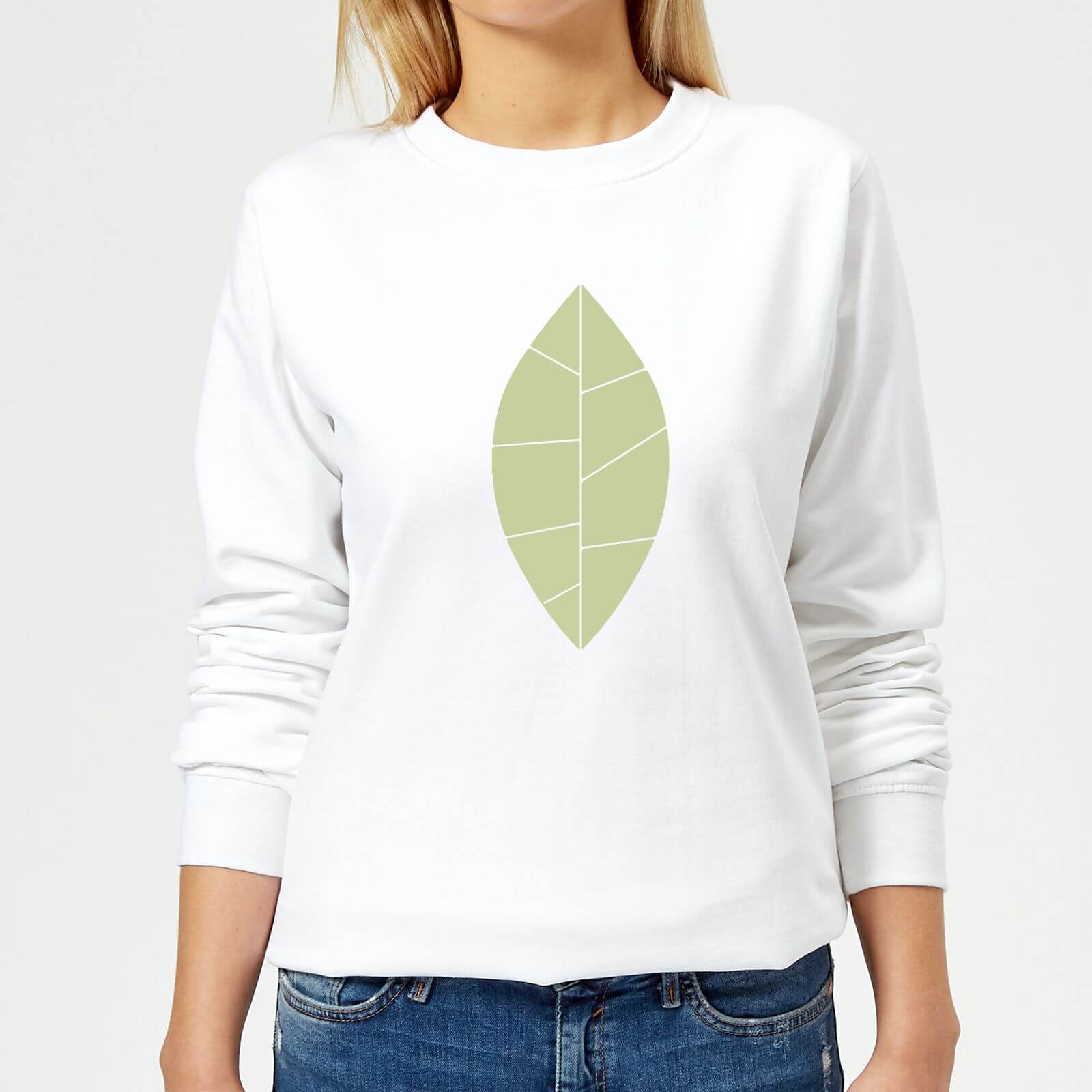 Plain Green Leaf Women's Sweatshirt - White - XS - White